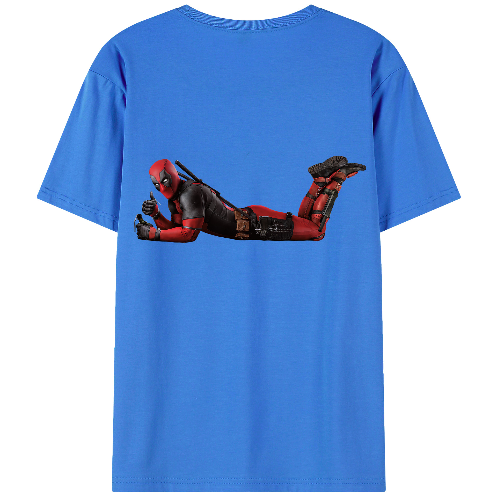 （画像用） Deadpool デッドプール 綿100％ メンズ半袖Tシャツ（バックプリント） 通気性