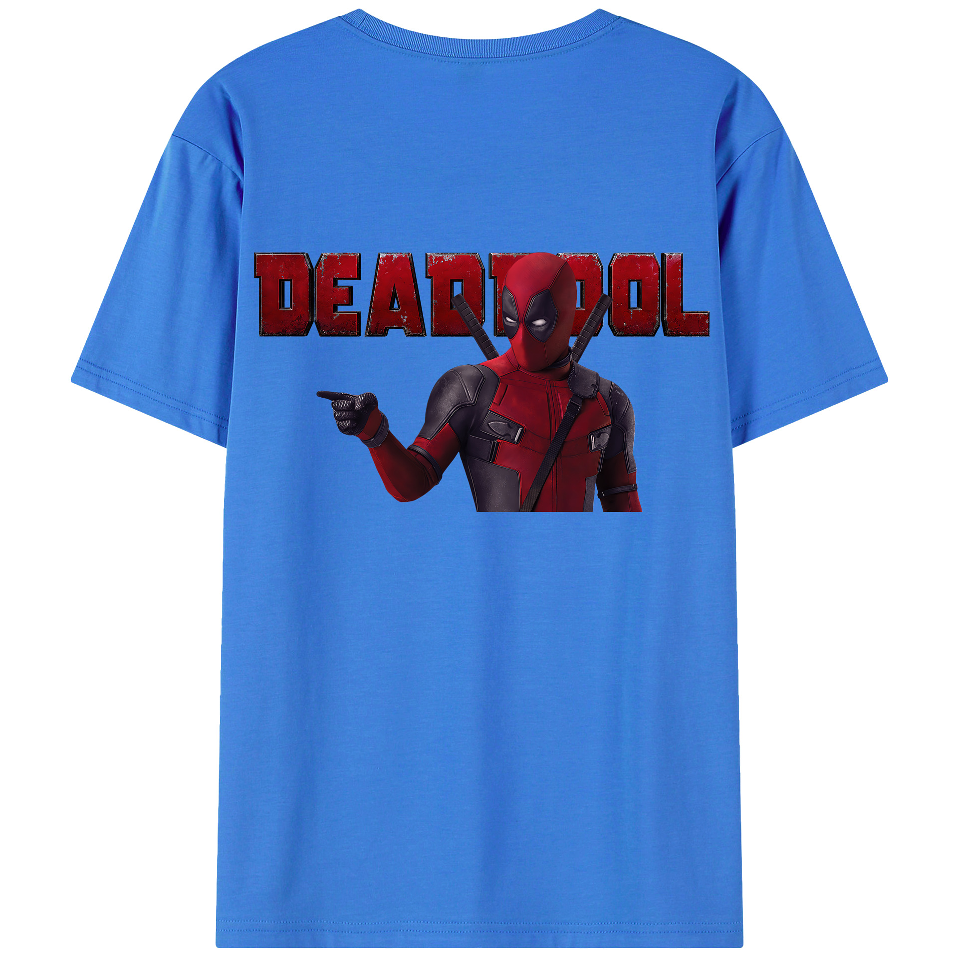 （画像用） Deadpool デッドプール 綿100％ メンズ半袖Tシャツ（バックプリント） 通気性