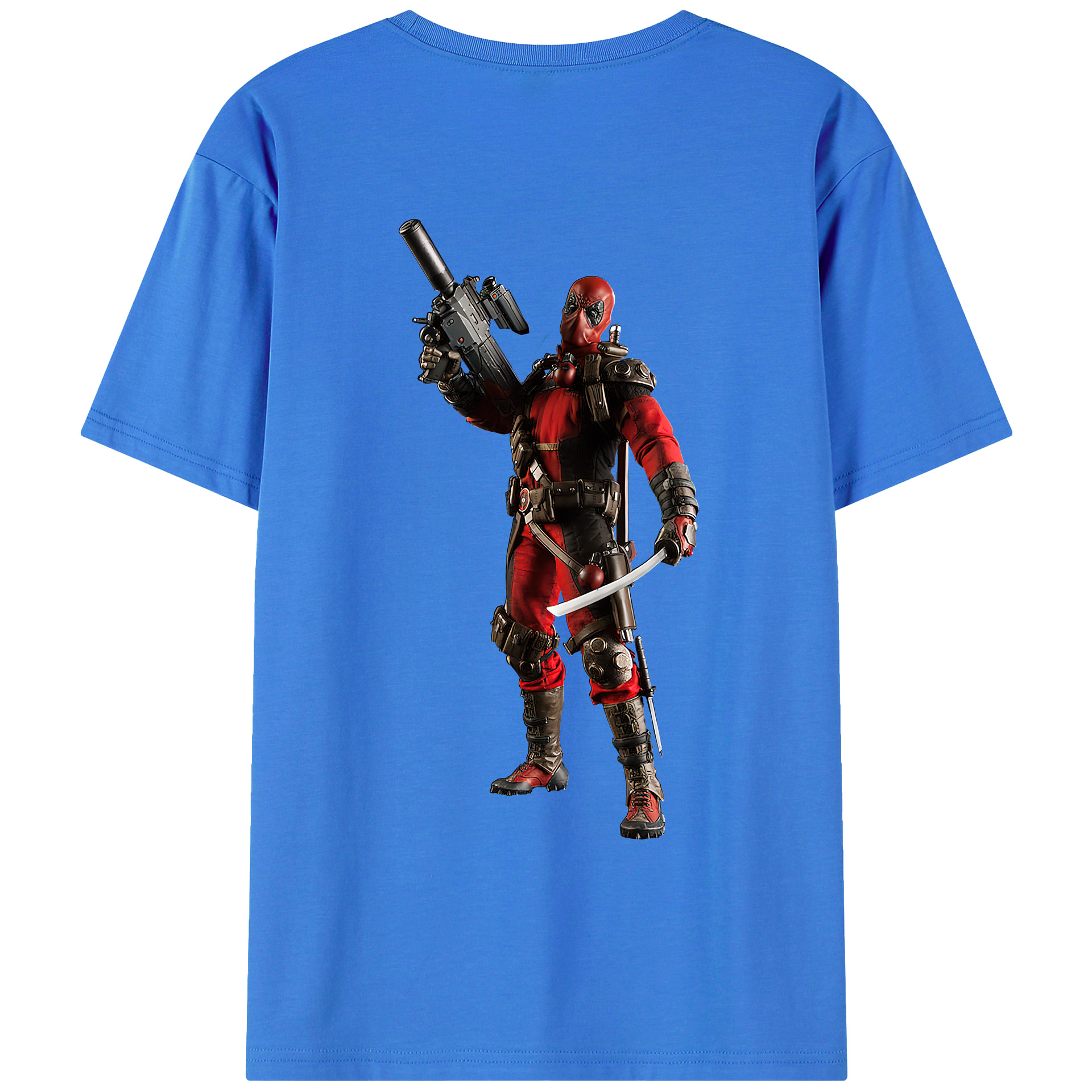 （画像用） Deadpool デッドプール 綿100％ メンズ半袖Tシャツ（バックプリント） 通気性