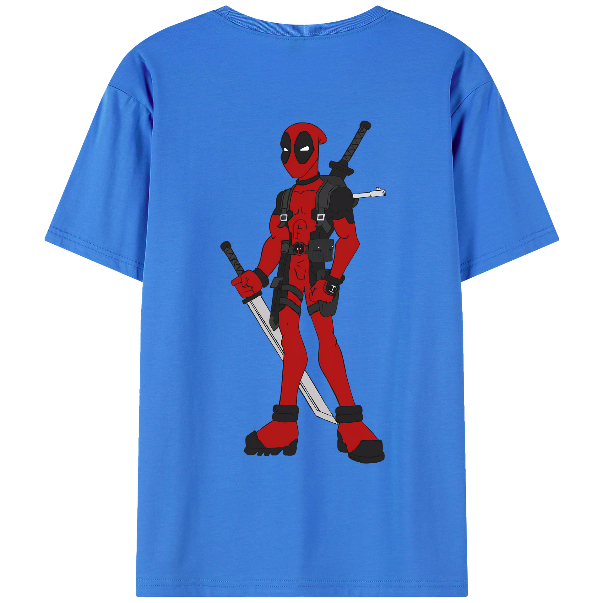 （画像用） Deadpool デッドプール 綿100％ メンズ半袖Tシャツ（バックプリント） 通気性