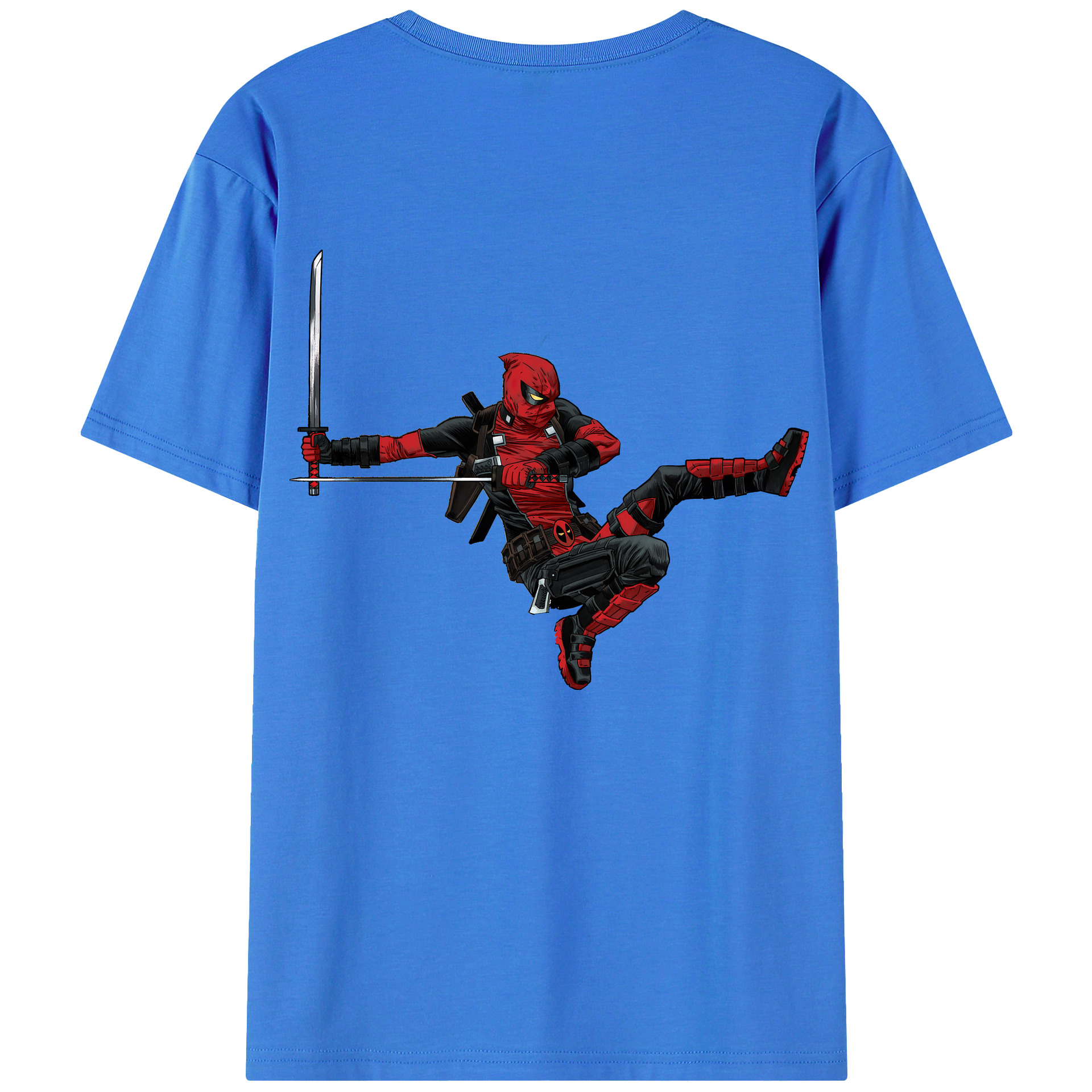 （画像用） Deadpool デッドプール 綿100％ メンズ半袖Tシャツ（バックプリント） 通気性