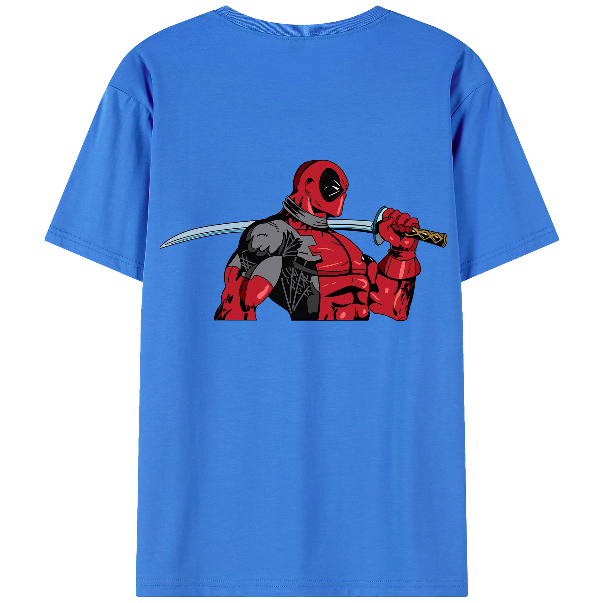 （画像用） Deadpool デッドプール 綿100％ メンズ半袖Tシャツ（バックプリント） 通気性
