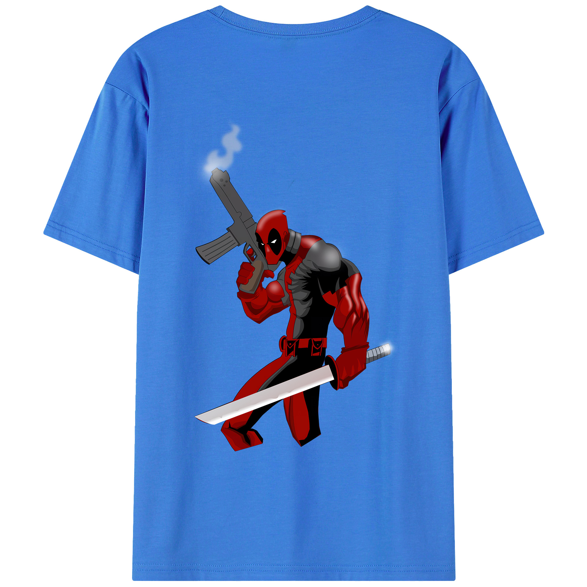 （画像用） Deadpool デッドプール 綿100％ メンズ半袖Tシャツ（バックプリント） 通気性