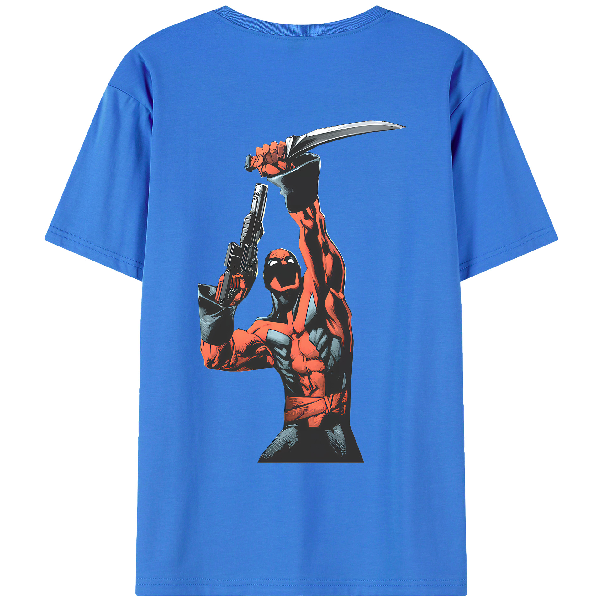 （画像用） Deadpool デッドプール 綿100％ メンズ半袖Tシャツ（バックプリント） 通気性