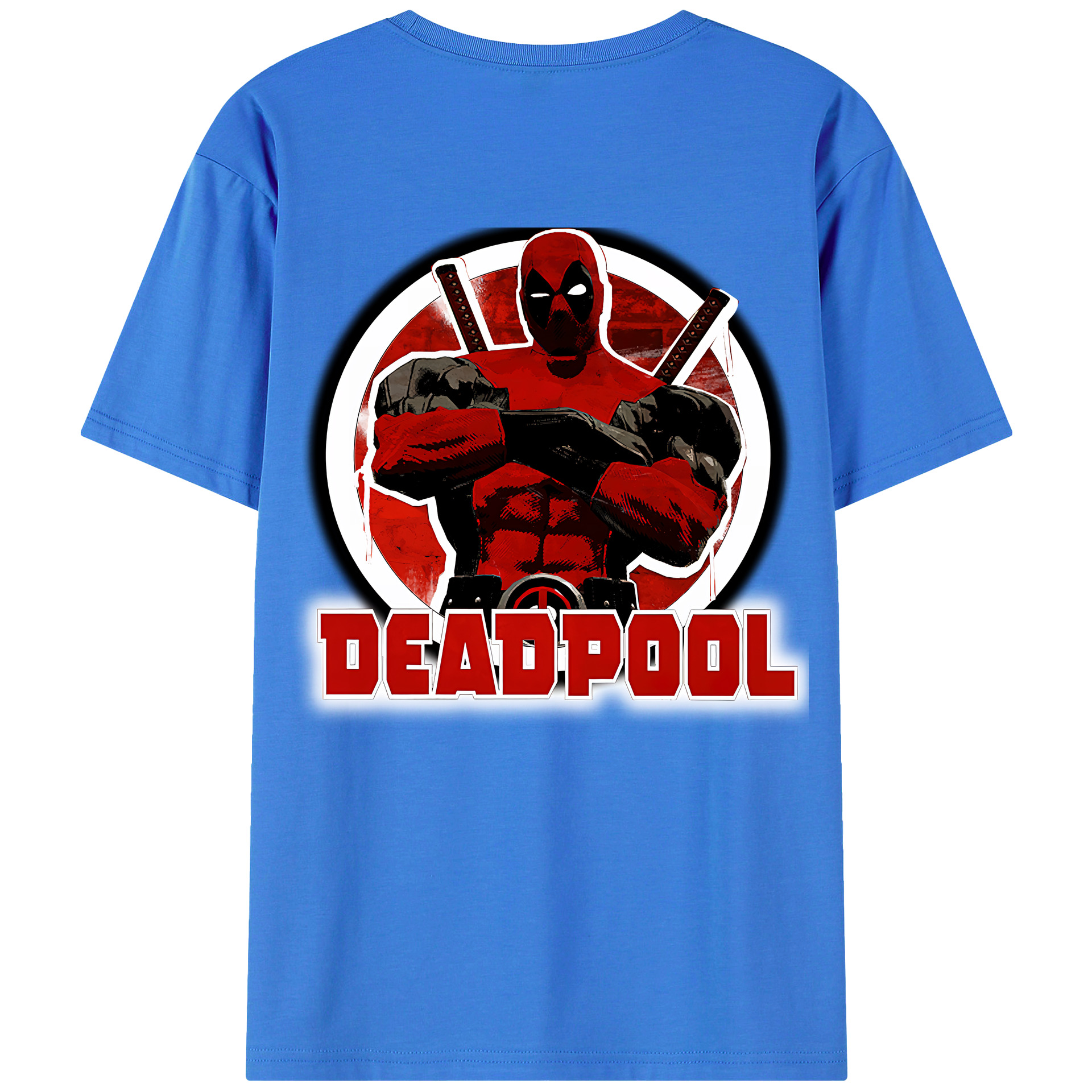 （画像用） Deadpool デッドプール 綿100％ メンズ半袖Tシャツ（バックプリント） 通気性