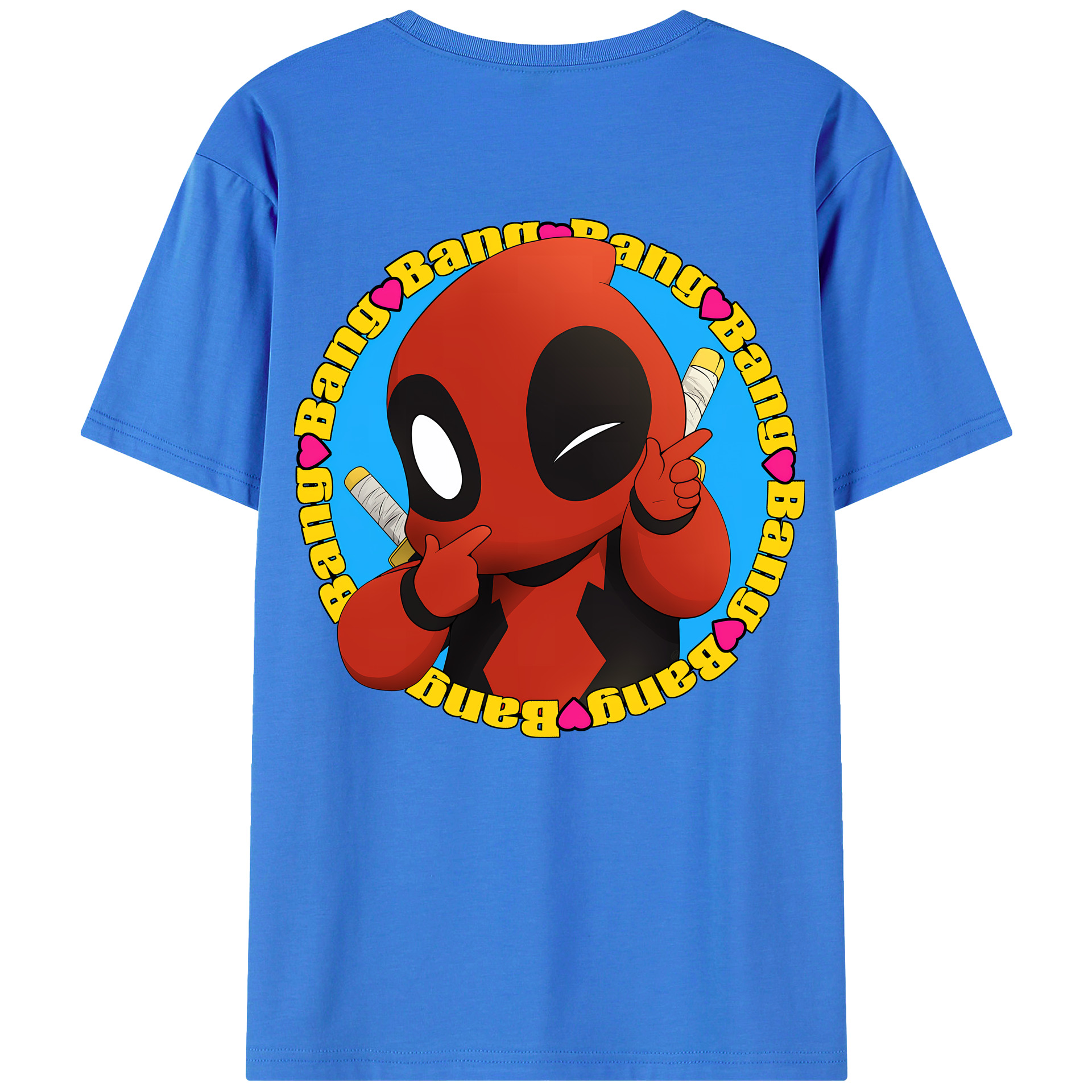 （画像用） Deadpool デッドプール 綿100％ メンズ半袖Tシャツ（バックプリント） 通気性