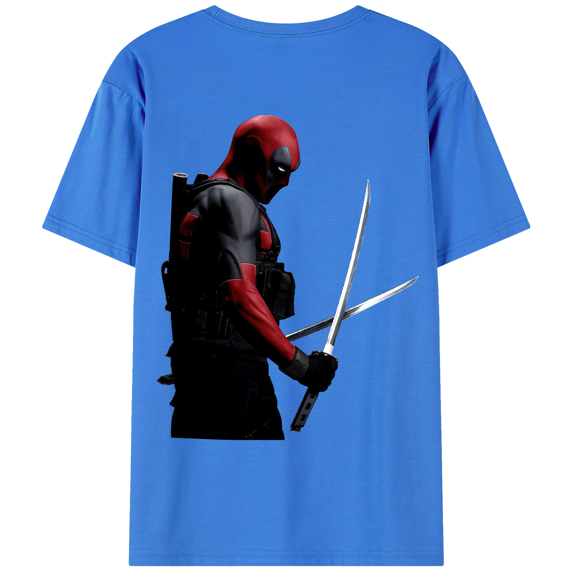 （画像用） Deadpool デッドプール 綿100％ メンズ半袖Tシャツ（バックプリント） 通気性