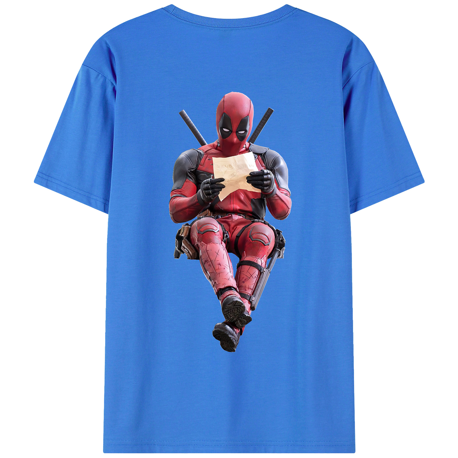 （画像用） Deadpool デッドプール 綿100％ メンズ半袖Tシャツ（バックプリント） 通気性