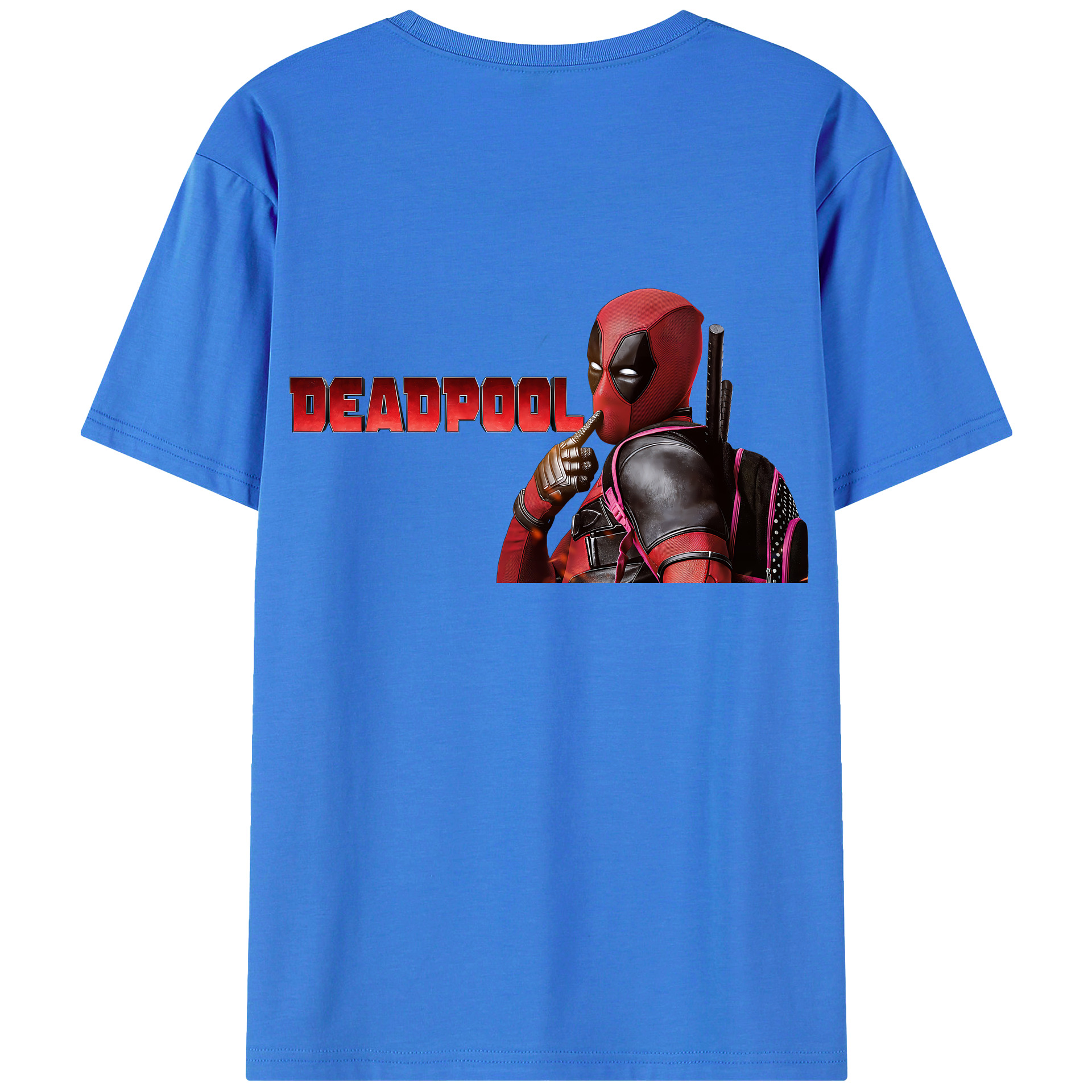 （画像用） Deadpool デッドプール 綿100％ メンズ半袖Tシャツ（バックプリント） 通気性