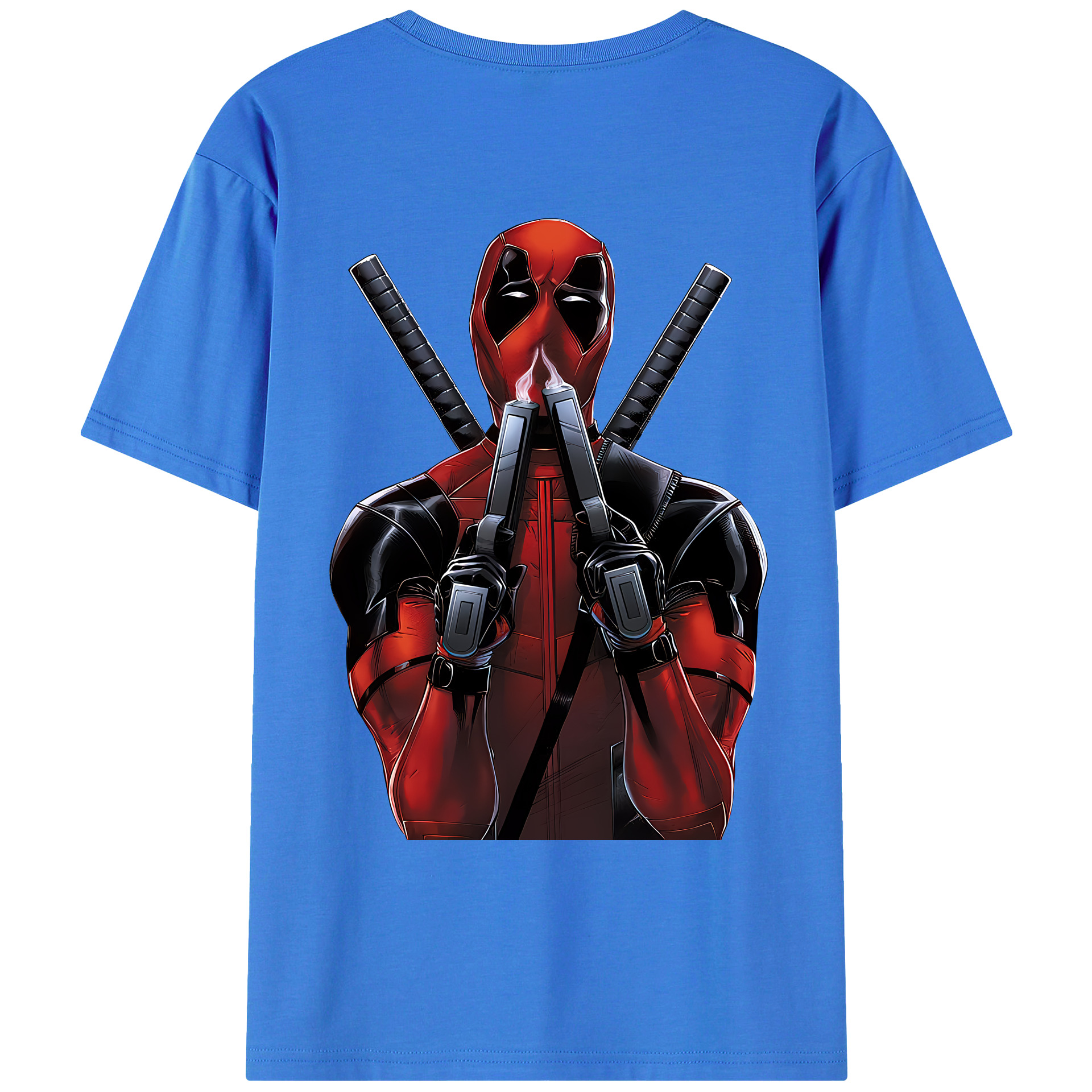 （画像用） Deadpool デッドプール 綿100％ メンズ半袖Tシャツ（バックプリント） 通気性