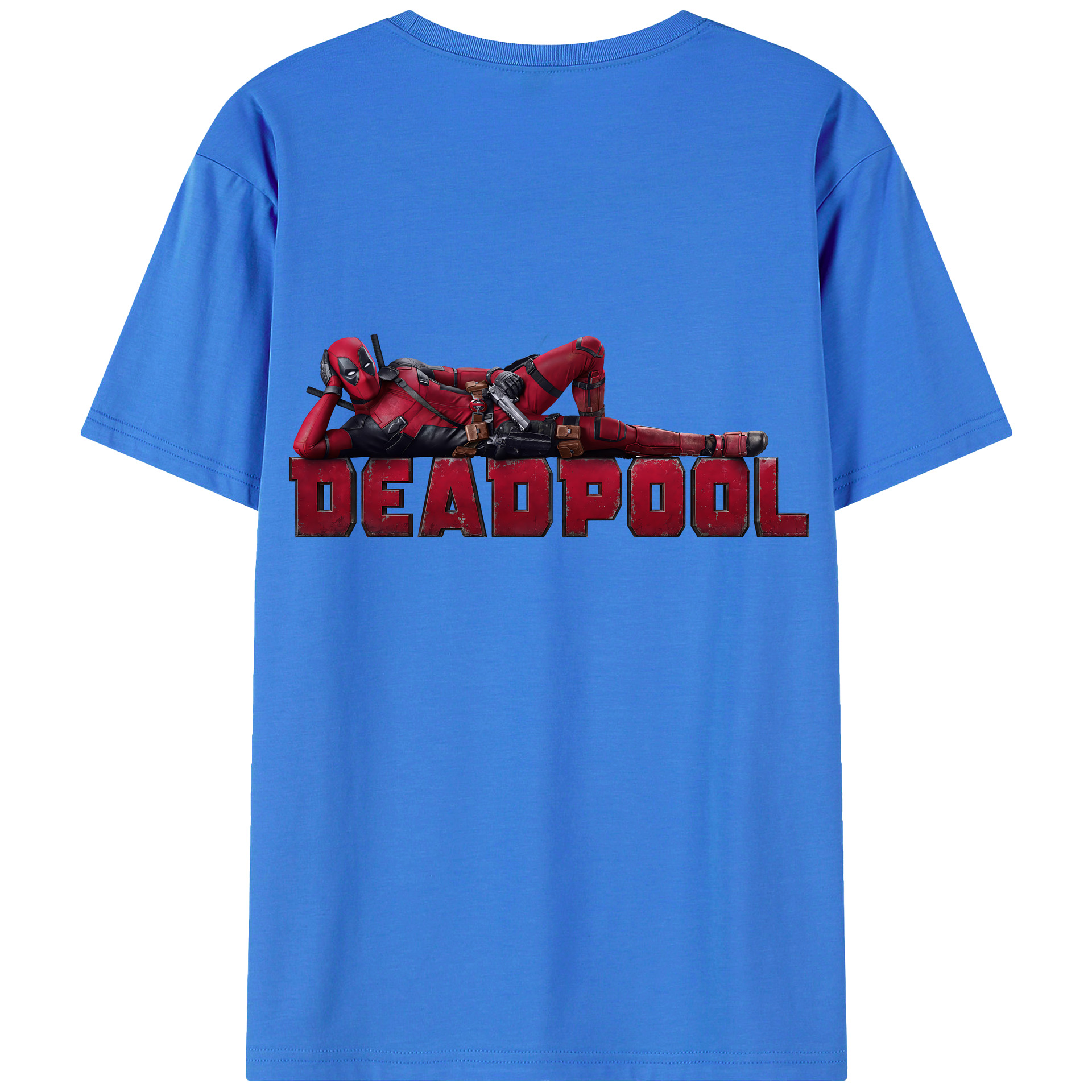 （画像用） Deadpool デッドプール 綿100％ メンズ半袖Tシャツ（バックプリント） 通気性