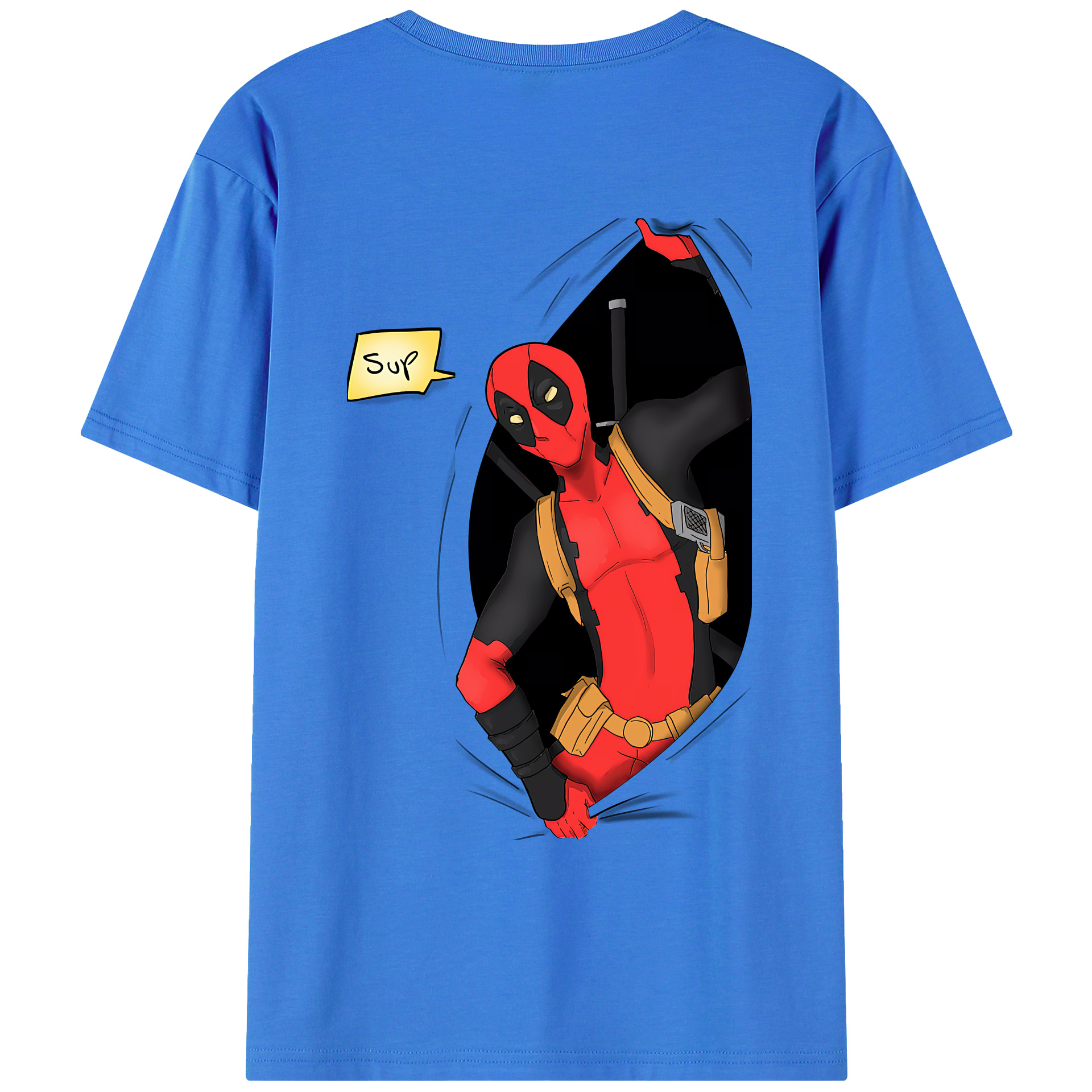 （画像用） Deadpool デッドプール 綿100％ メンズ半袖Tシャツ（バックプリント） 通気性