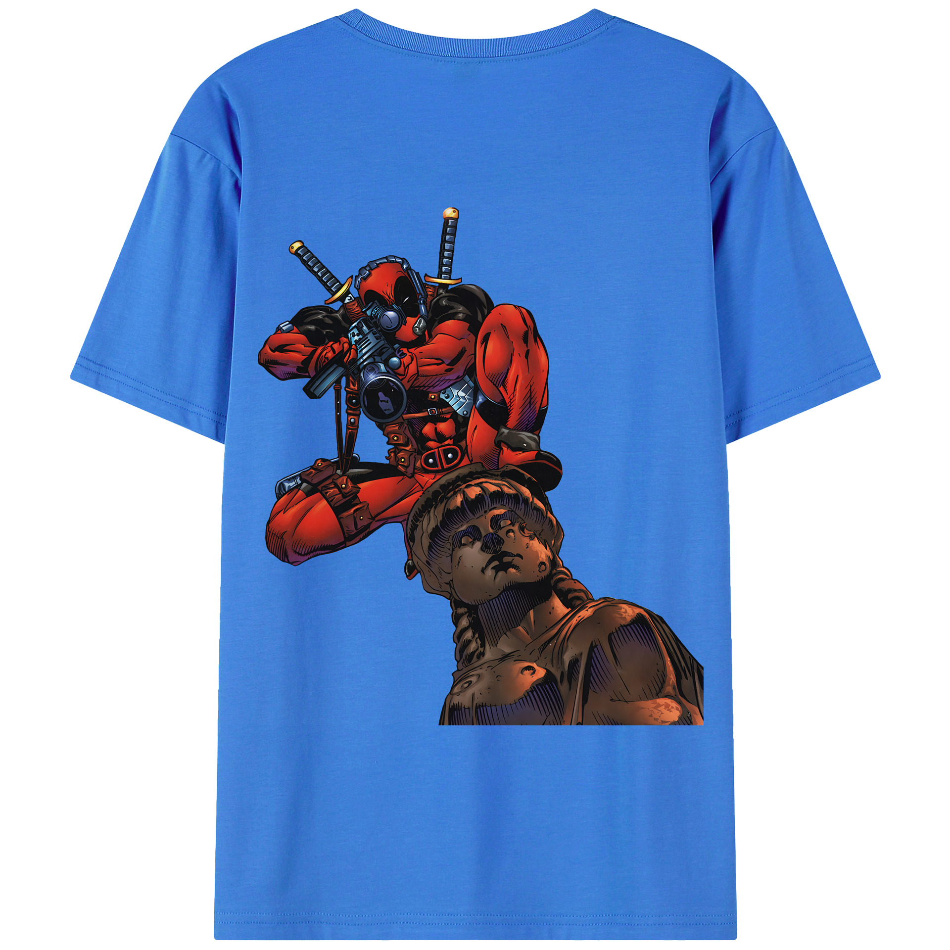 （画像用） Deadpool デッドプール 綿100％ メンズ半袖Tシャツ（バックプリント） 通気性