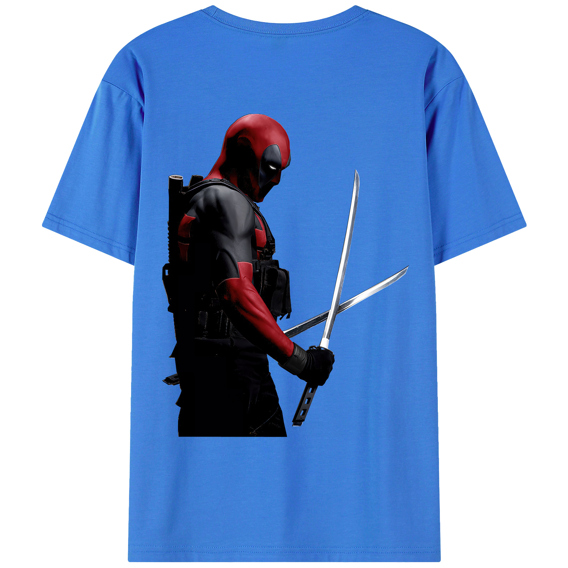 （画像用） Deadpool デッドプール 綿100％ メンズ半袖Tシャツ（バックプリント） 通気性