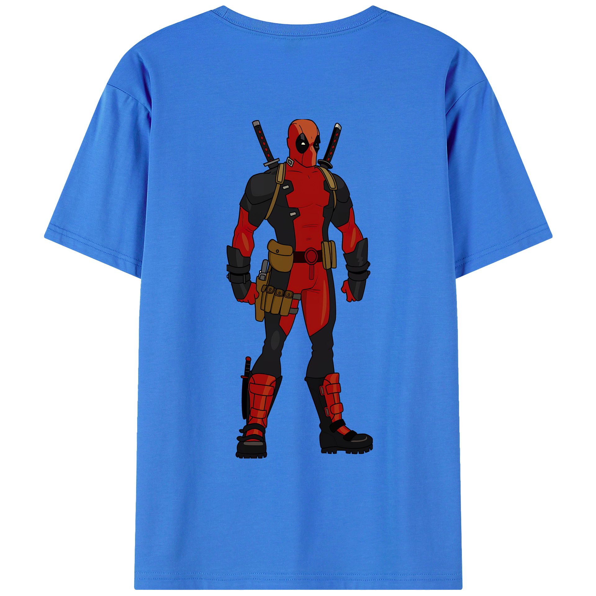 （画像用） Deadpool デッドプール 綿100％ メンズ半袖Tシャツ（バックプリント） 通気性