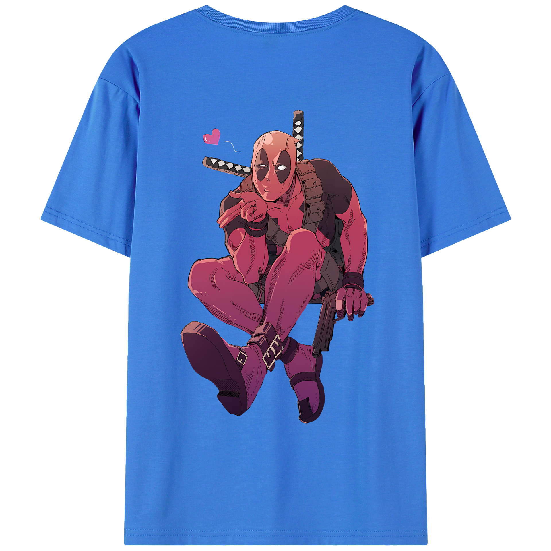 （画像用） Deadpool デッドプール 綿100％ メンズ半袖Tシャツ（バックプリント） 通気性