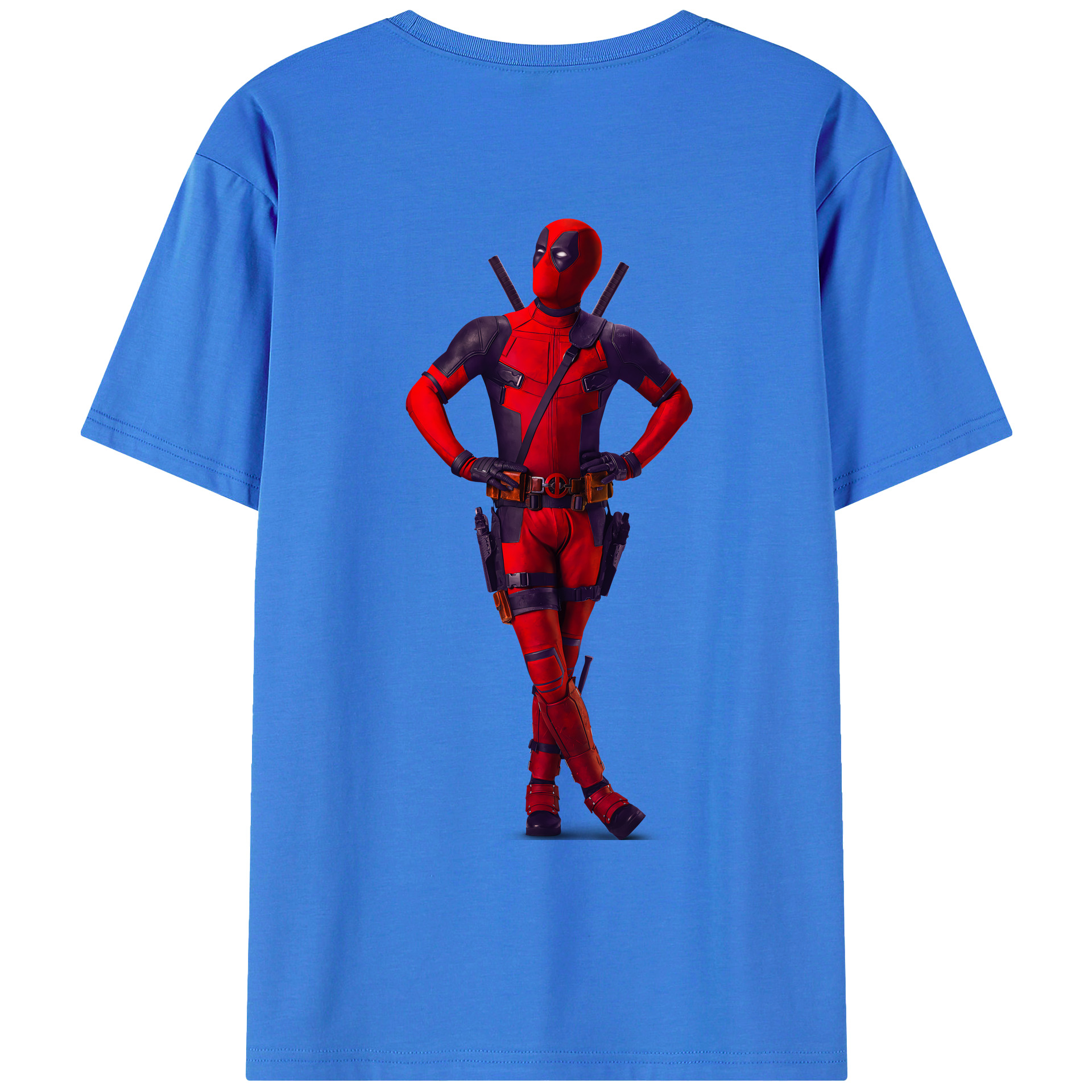 （画像用） Deadpool デッドプール 綿100％ メンズ半袖Tシャツ（バックプリント） 通気性