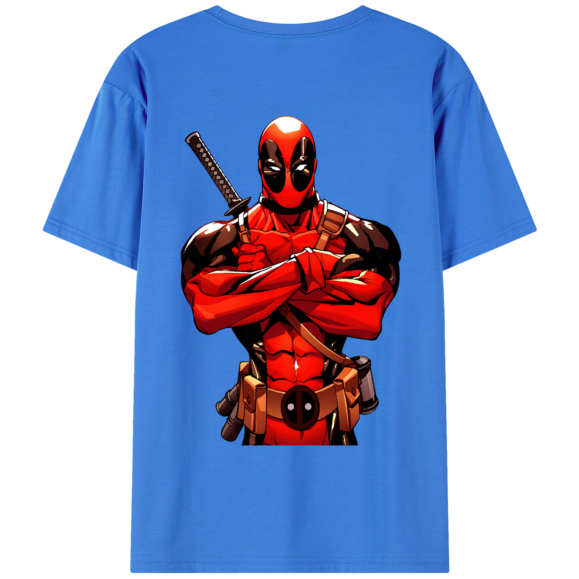 （画像用） Deadpool デッドプール 綿100％ メンズ半袖Tシャツ（バックプリント） 通気性