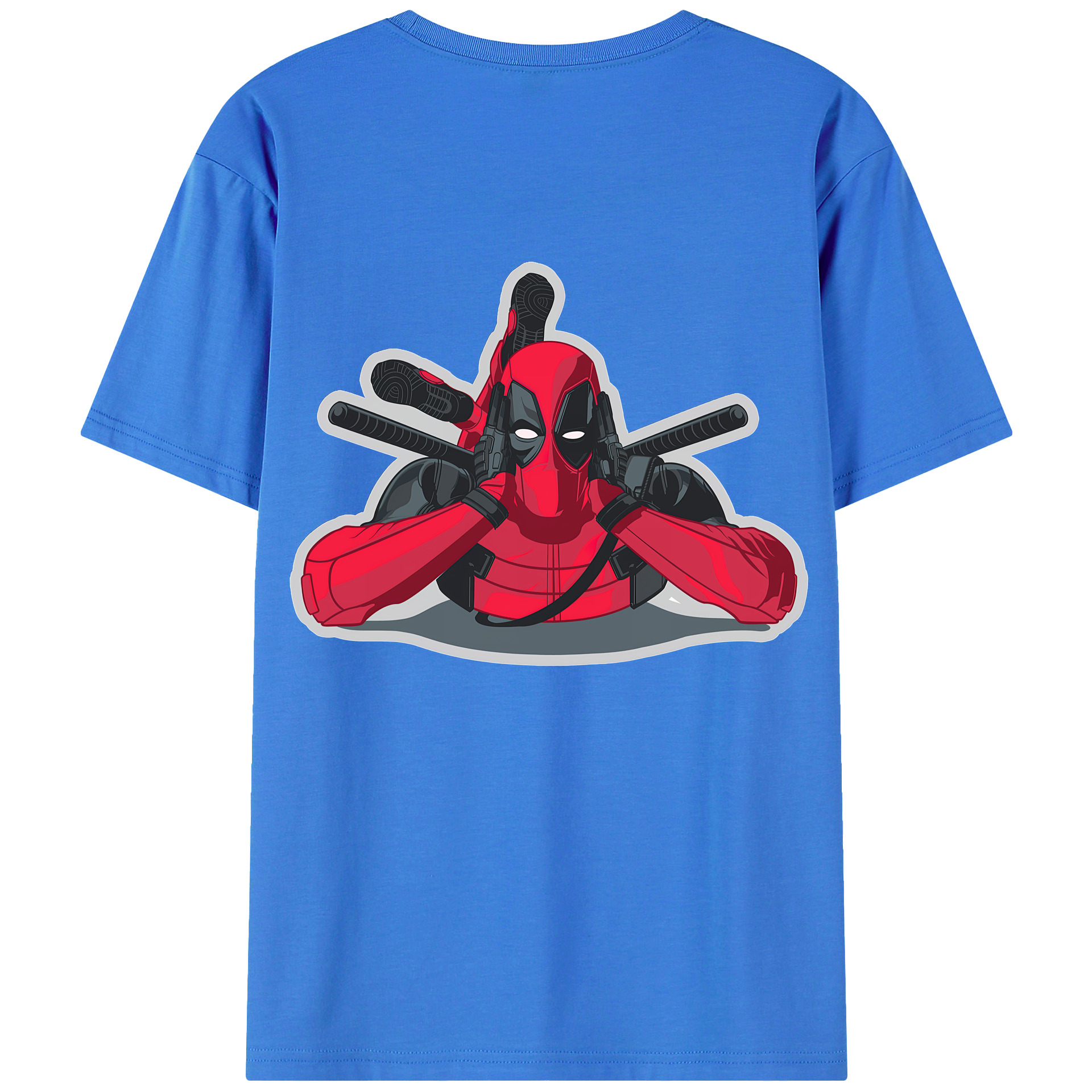 （画像用） Deadpool デッドプール 綿100％ メンズ半袖Tシャツ（バックプリント） 通気性