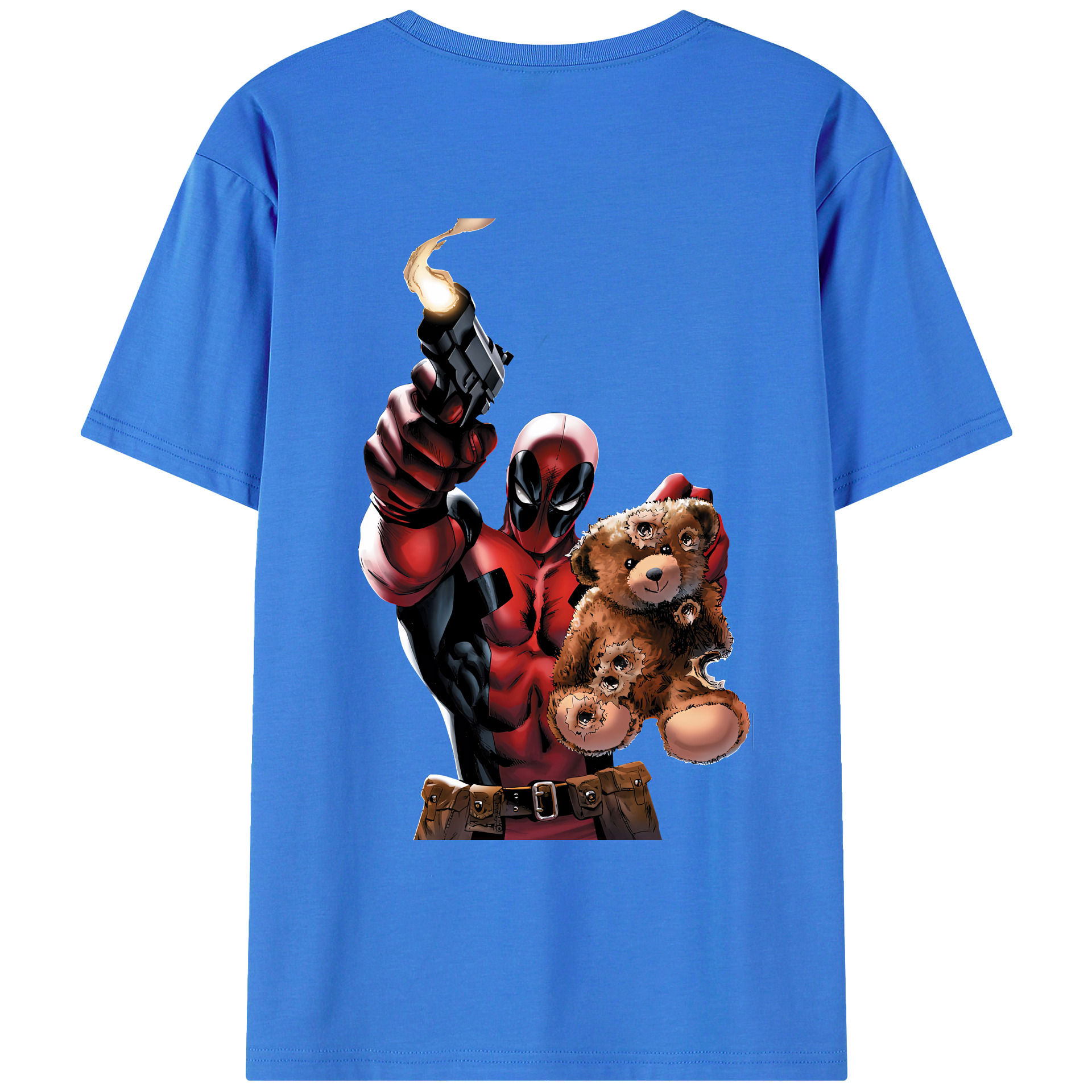 （画像用） Deadpool デッドプール 綿100％ メンズ半袖Tシャツ（バックプリント） 通気性