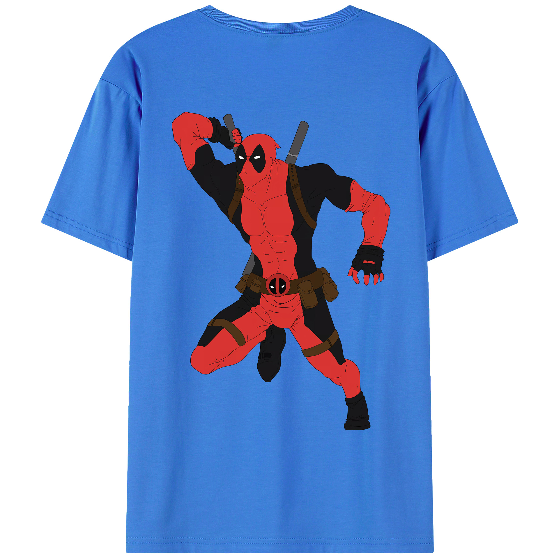 （画像用） Deadpool デッドプール 綿100％ メンズ半袖Tシャツ（バックプリント） 通気性