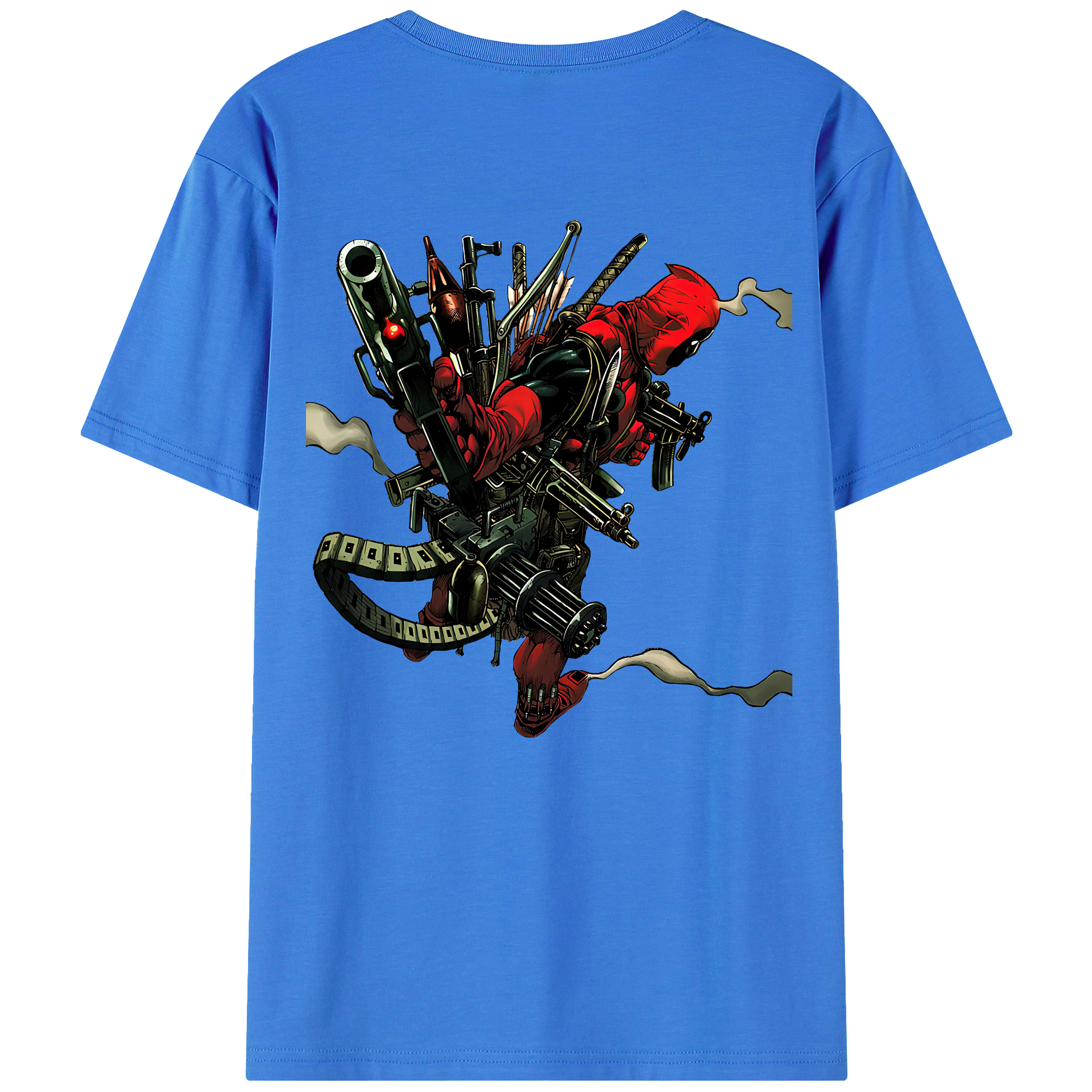 （画像用） Deadpool デッドプール 綿100％ メンズ半袖Tシャツ（バックプリント） 通気性