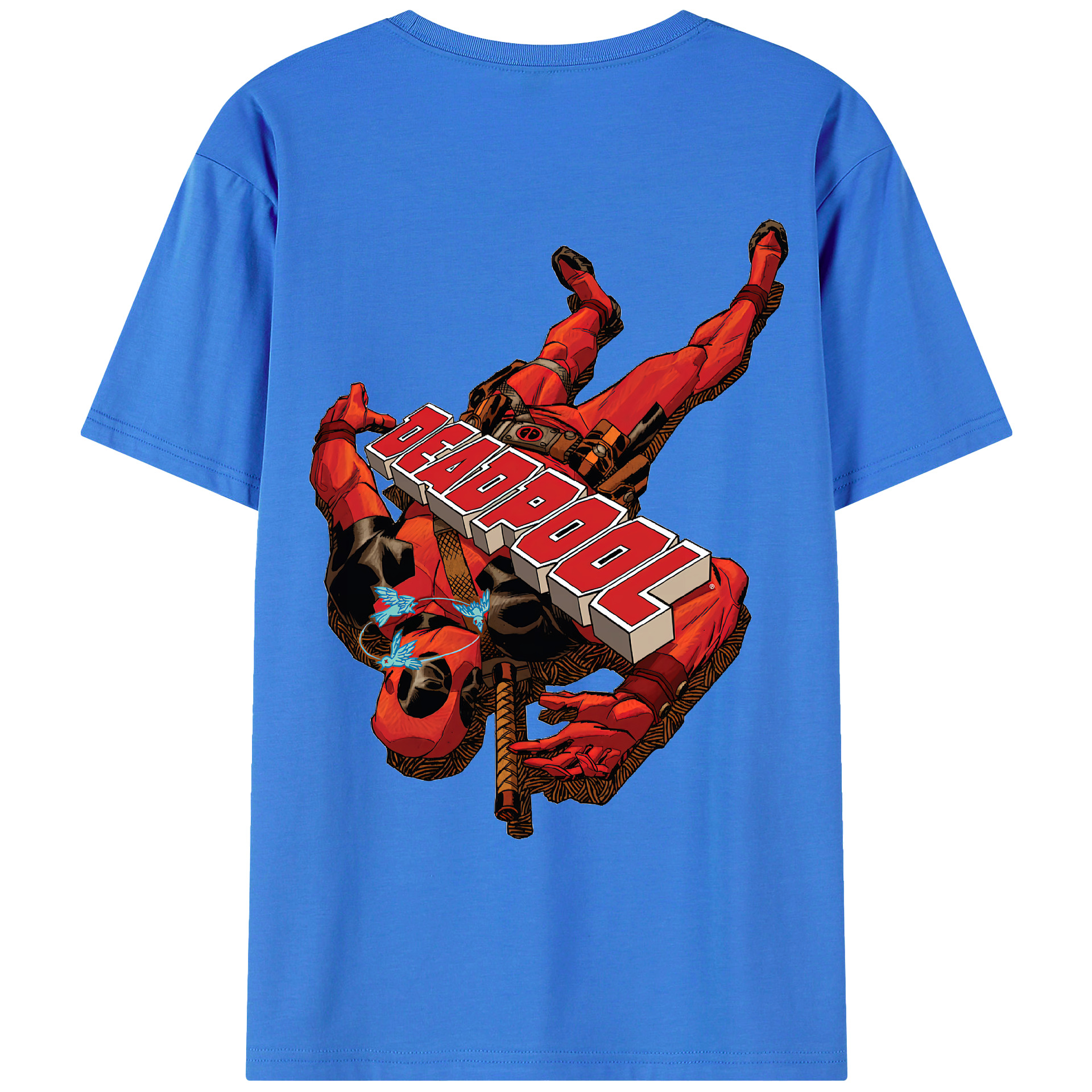 （画像用） Deadpool デッドプール 綿100％ メンズ半袖Tシャツ（バックプリント） 通気性
