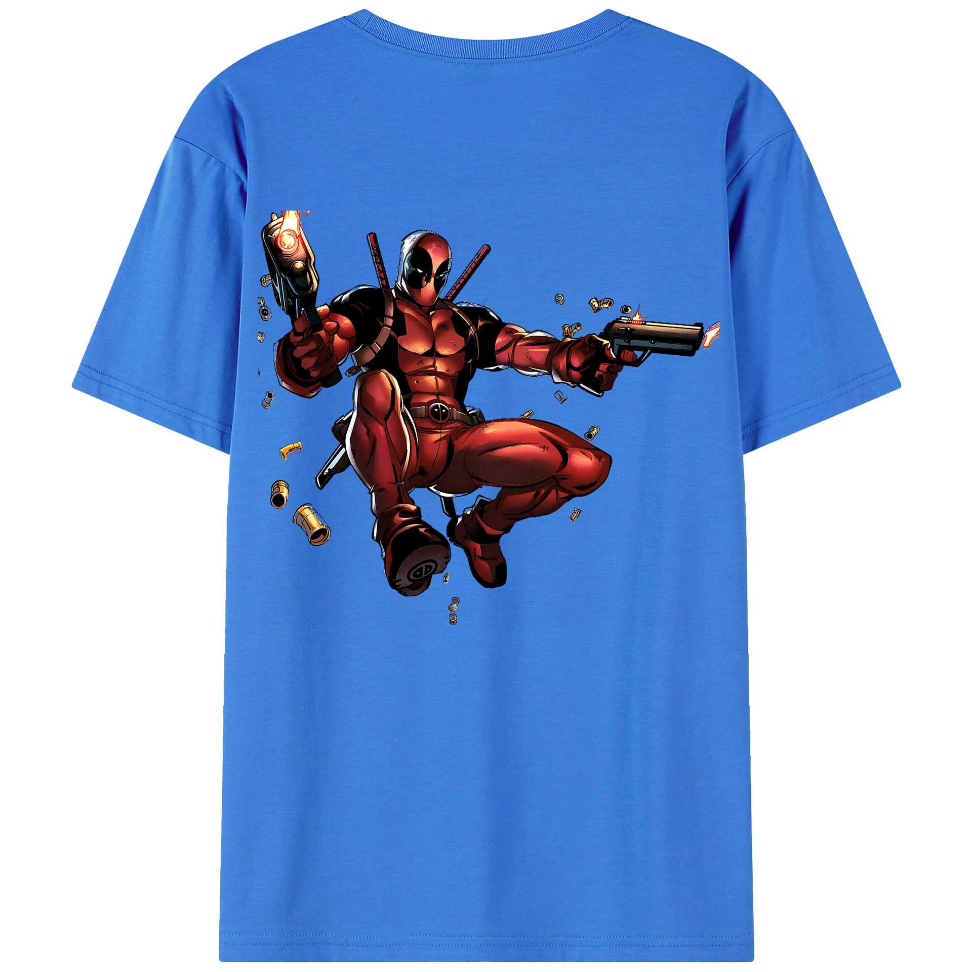 （画像用） Deadpool デッドプール 綿100％ メンズ半袖Tシャツ（バックプリント） 通気性