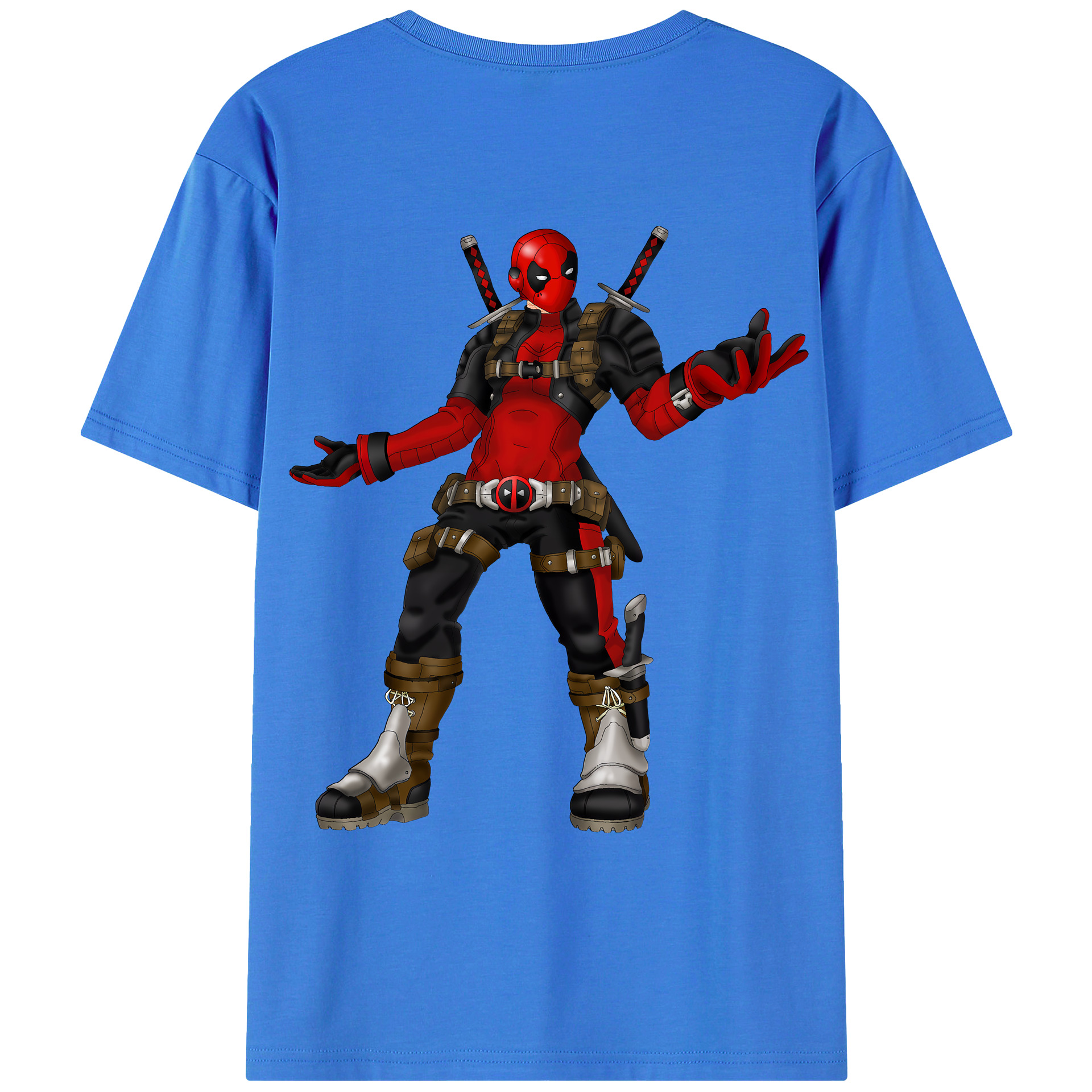 （画像用） Deadpool デッドプール 綿100％ メンズ半袖Tシャツ（バックプリント） 通気性
