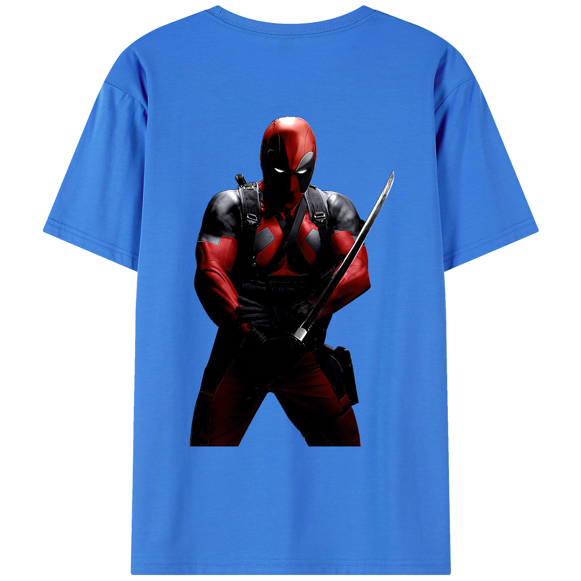 （画像用） Deadpool デッドプール 綿100％ メンズ半袖Tシャツ（バックプリント） 通気性