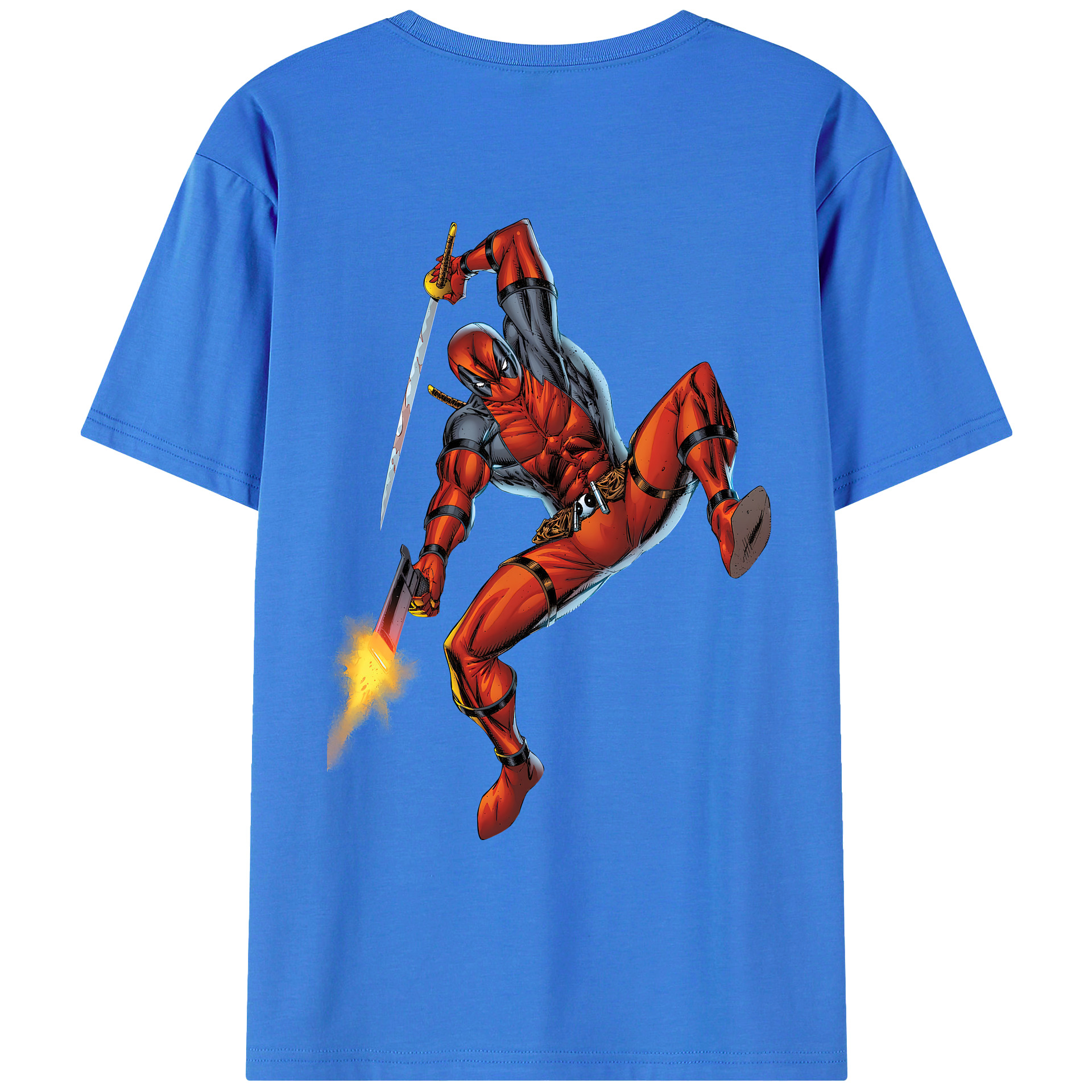 （画像用） Deadpool デッドプール 綿100％ メンズ半袖Tシャツ（バックプリント） 通気性