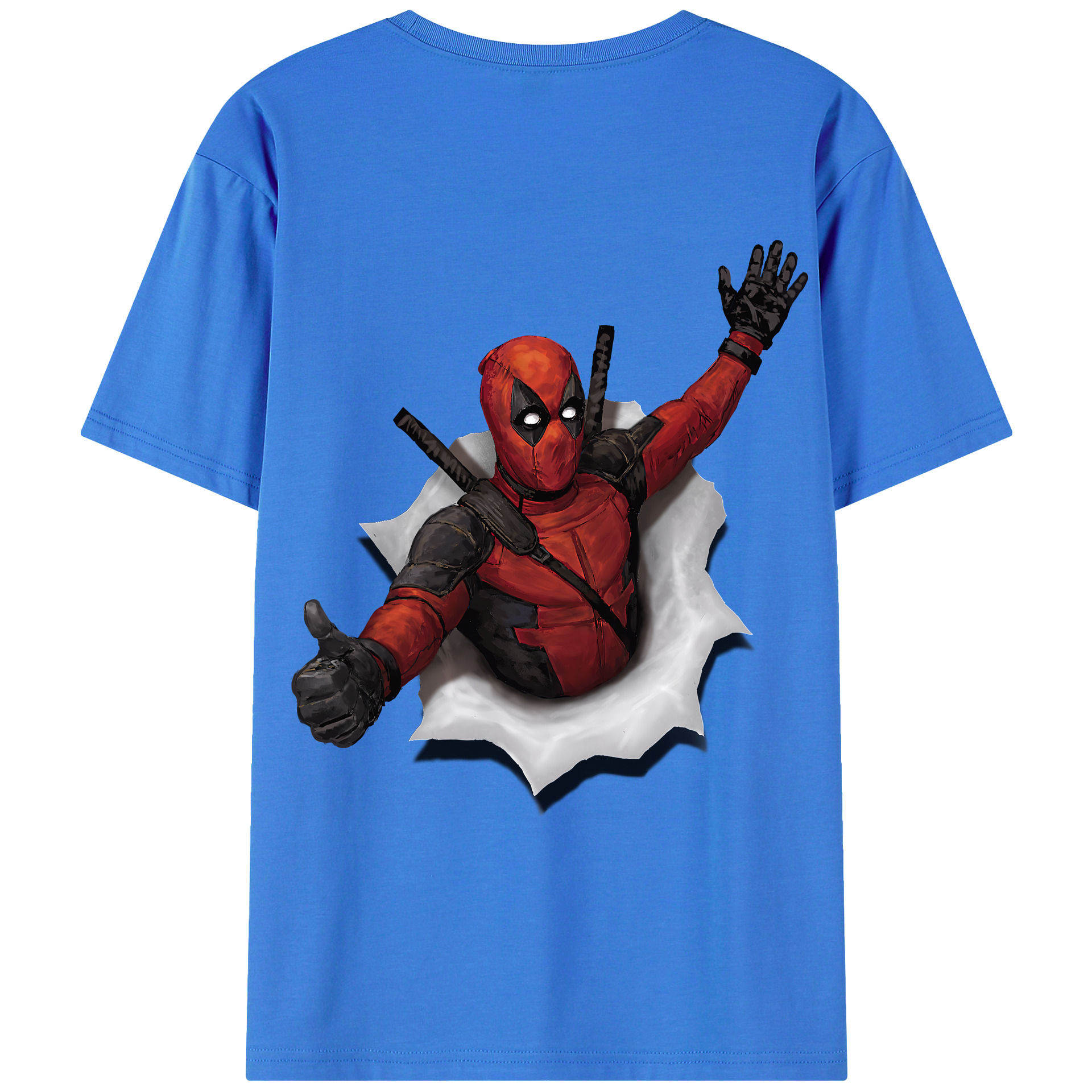 （画像用） Deadpool デッドプール 綿100％ メンズ半袖Tシャツ（バックプリント） 通気性