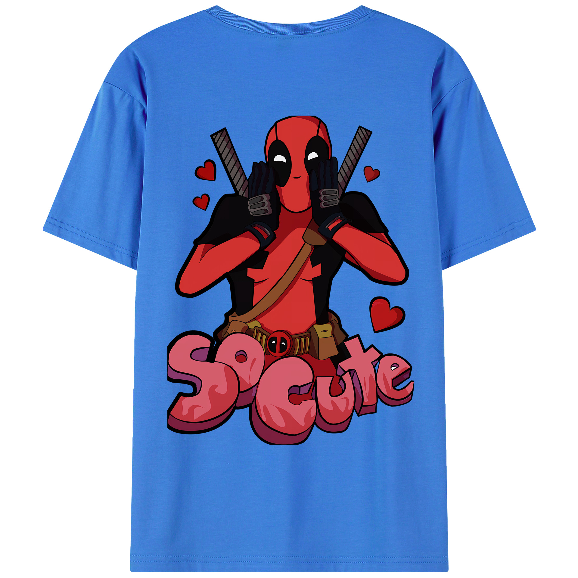 （画像用） Deadpool デッドプール 綿100％ メンズ半袖Tシャツ（バックプリント） 通気性