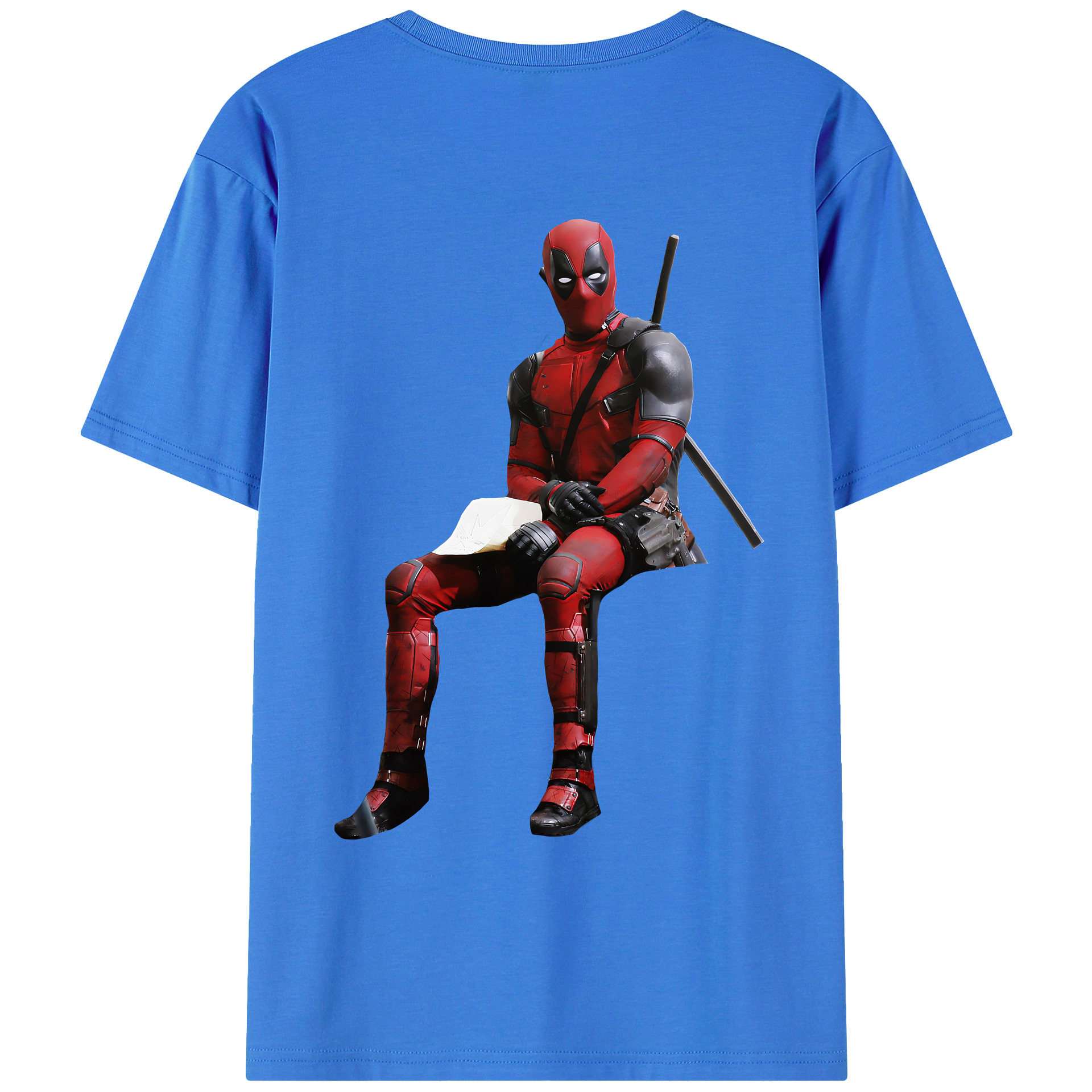 （画像用） Deadpool デッドプール 綿100％ メンズ半袖Tシャツ（バックプリント） 通気性