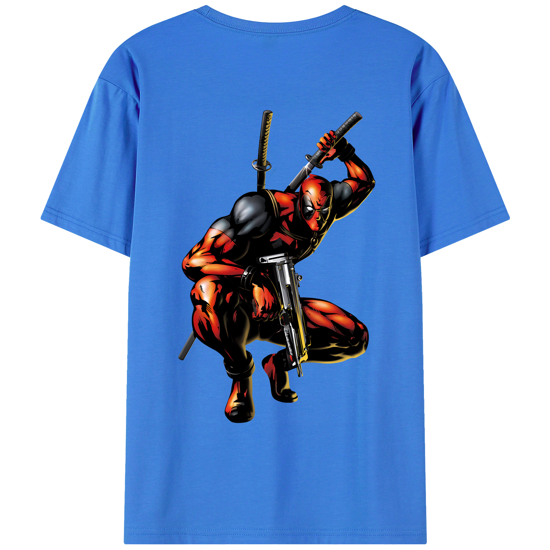 （画像用） Deadpool デッドプール 綿100％ メンズ半袖Tシャツ（バックプリント） 通気性