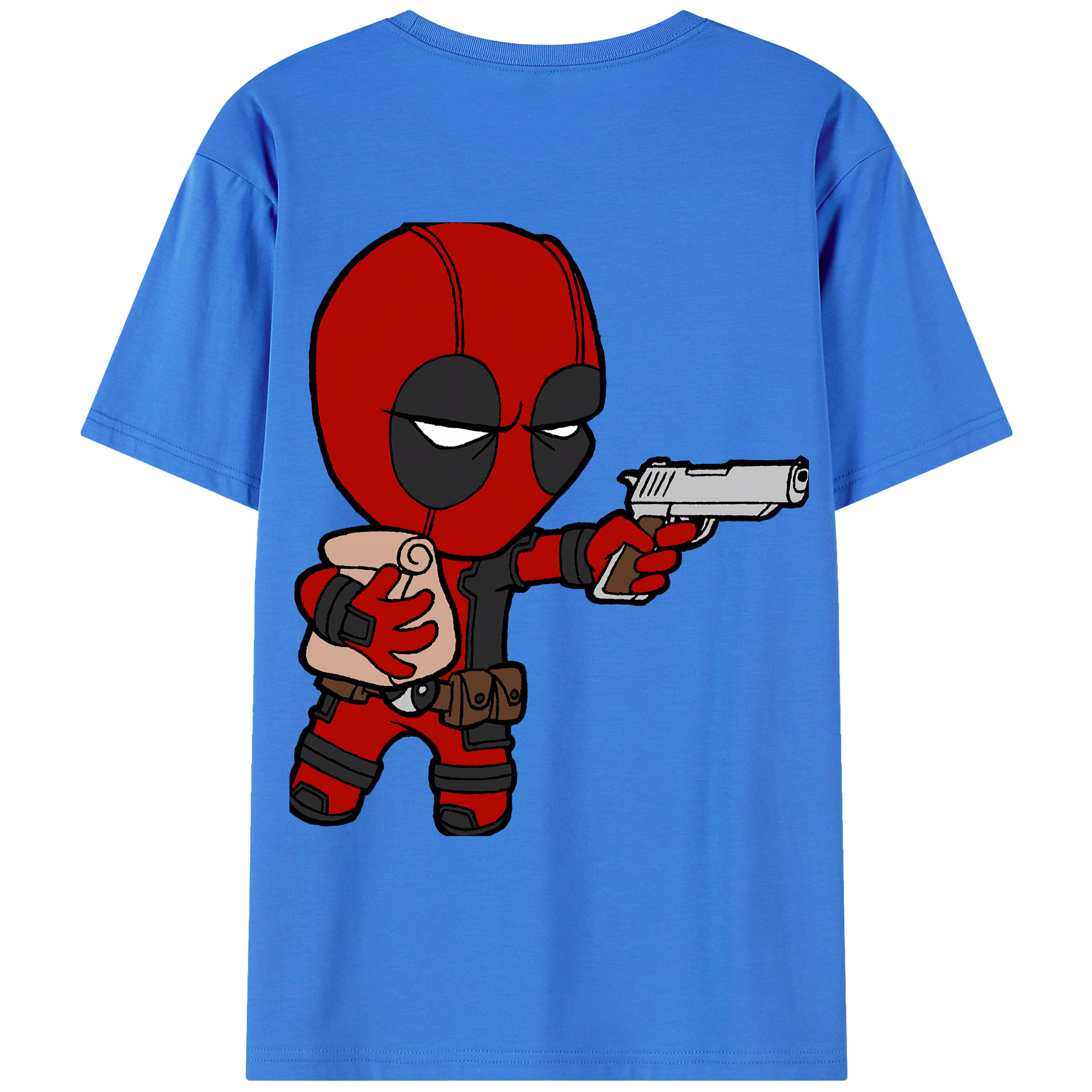（画像用） Deadpool デッドプール 綿100％ メンズ半袖Tシャツ（バックプリント） 通気性