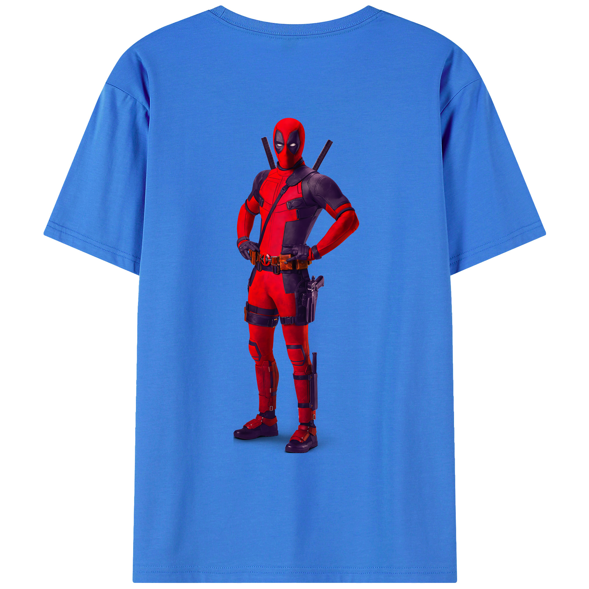 （画像用） Deadpool デッドプール 綿100％ メンズ半袖Tシャツ（バックプリント） 通気性