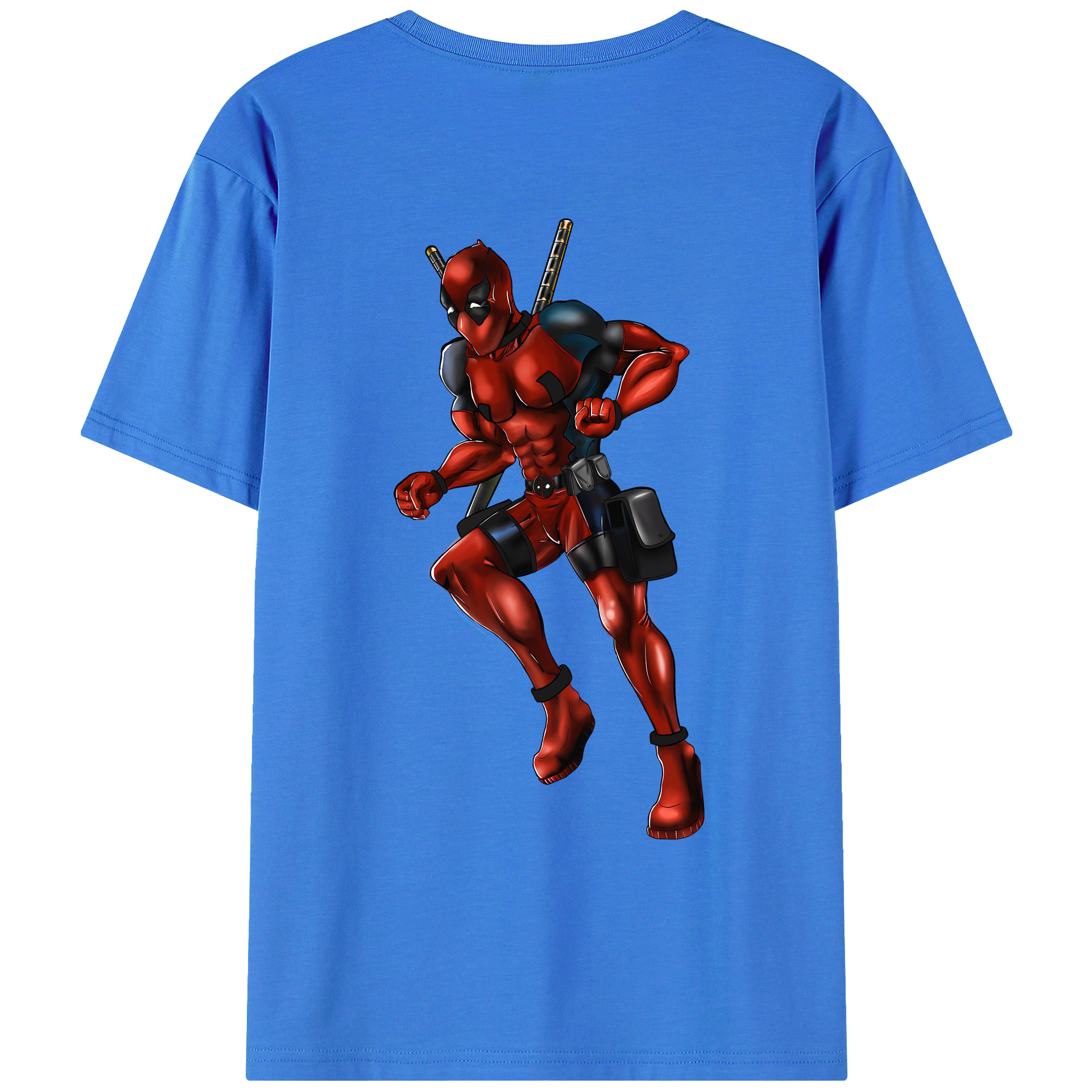 （画像用） Deadpool デッドプール 綿100％ メンズ半袖Tシャツ（バックプリント） 通気性