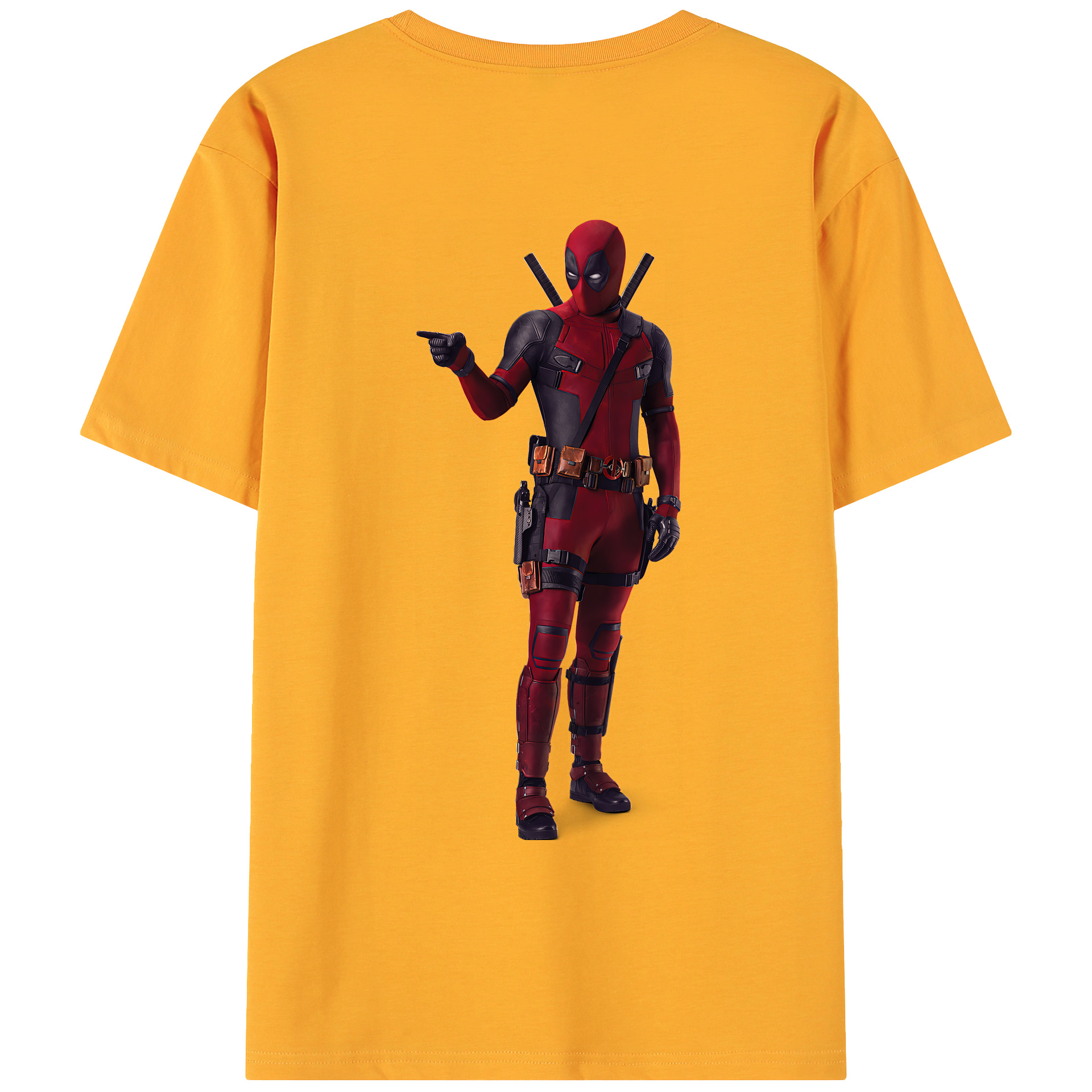 （画像用） Deadpool デッドプール 綿100％ メンズ半袖Tシャツ（バックプリント） 通気性