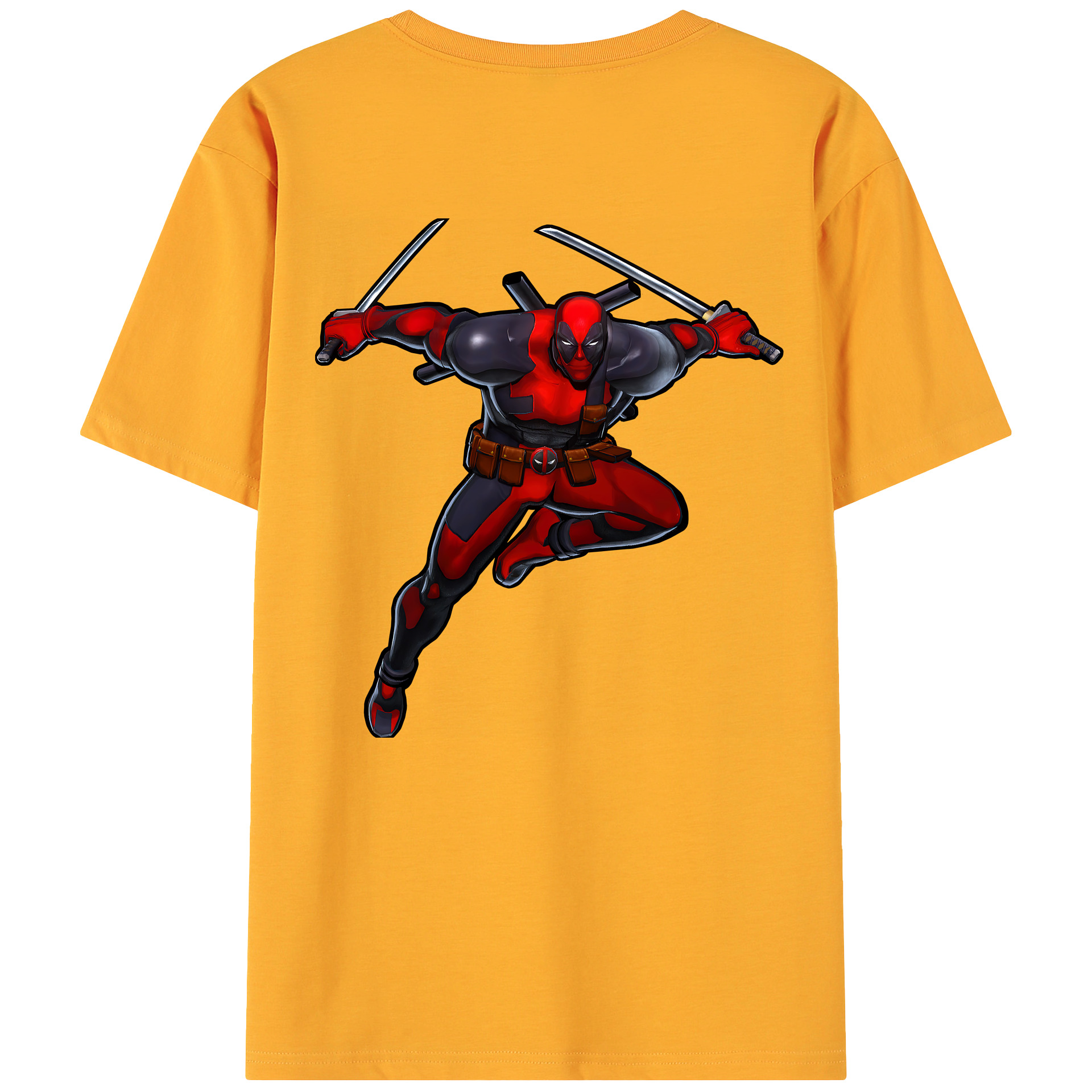 （画像用） Deadpool デッドプール 綿100％ メンズ半袖Tシャツ（バックプリント） 通気性