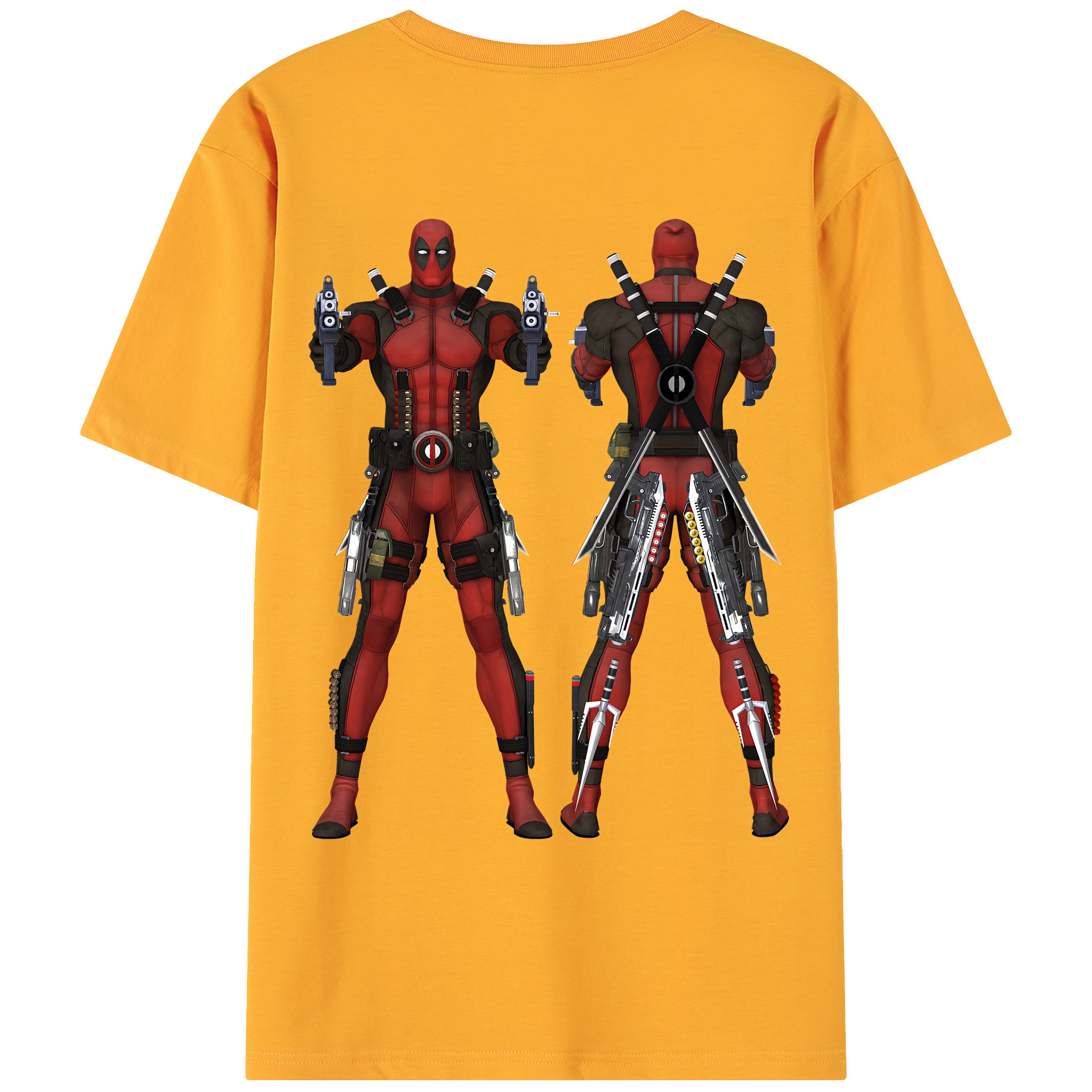 （画像用） Deadpool デッドプール 綿100％ メンズ半袖Tシャツ（バックプリント） 通気性
