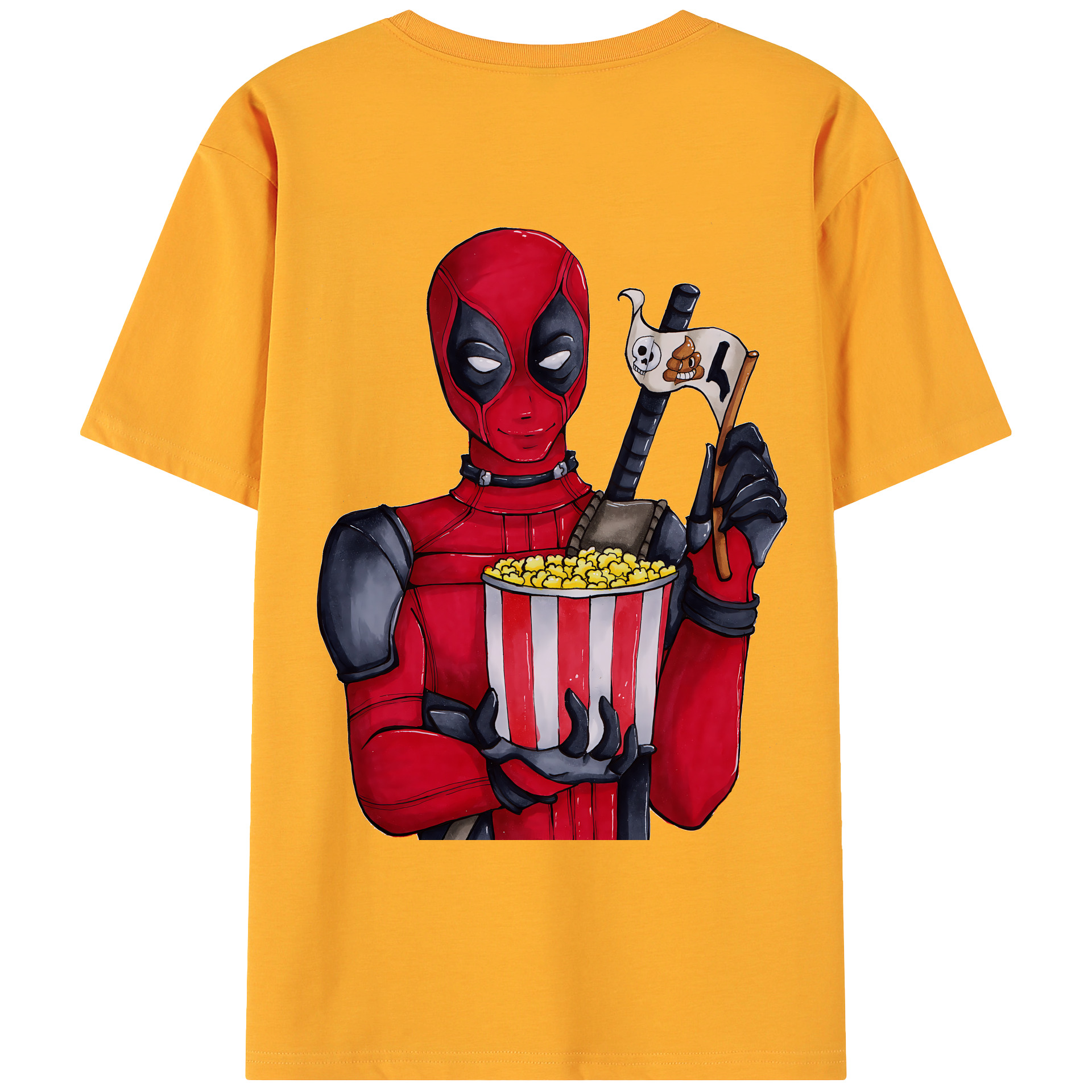 （画像用） Deadpool デッドプール 綿100％ メンズ半袖Tシャツ（バックプリント） 通気性