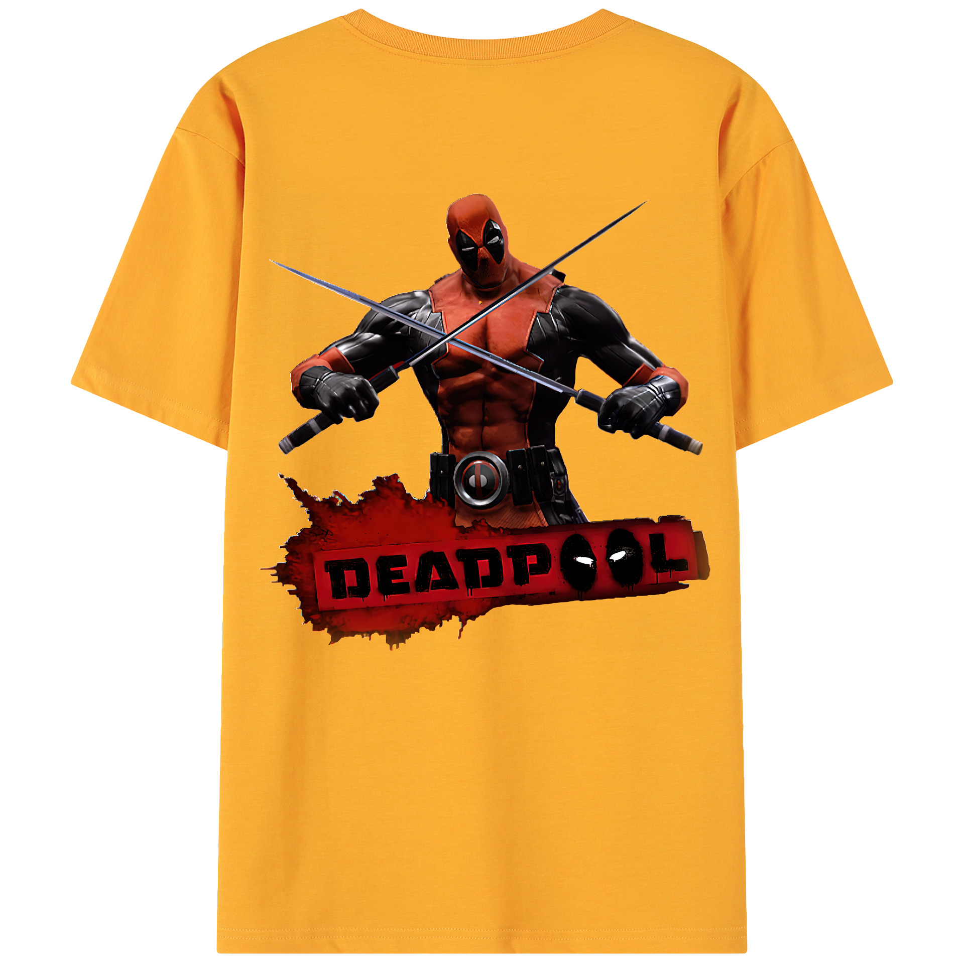 （画像用） Deadpool デッドプール 綿100％ メンズ半袖Tシャツ（バックプリント） 通気性