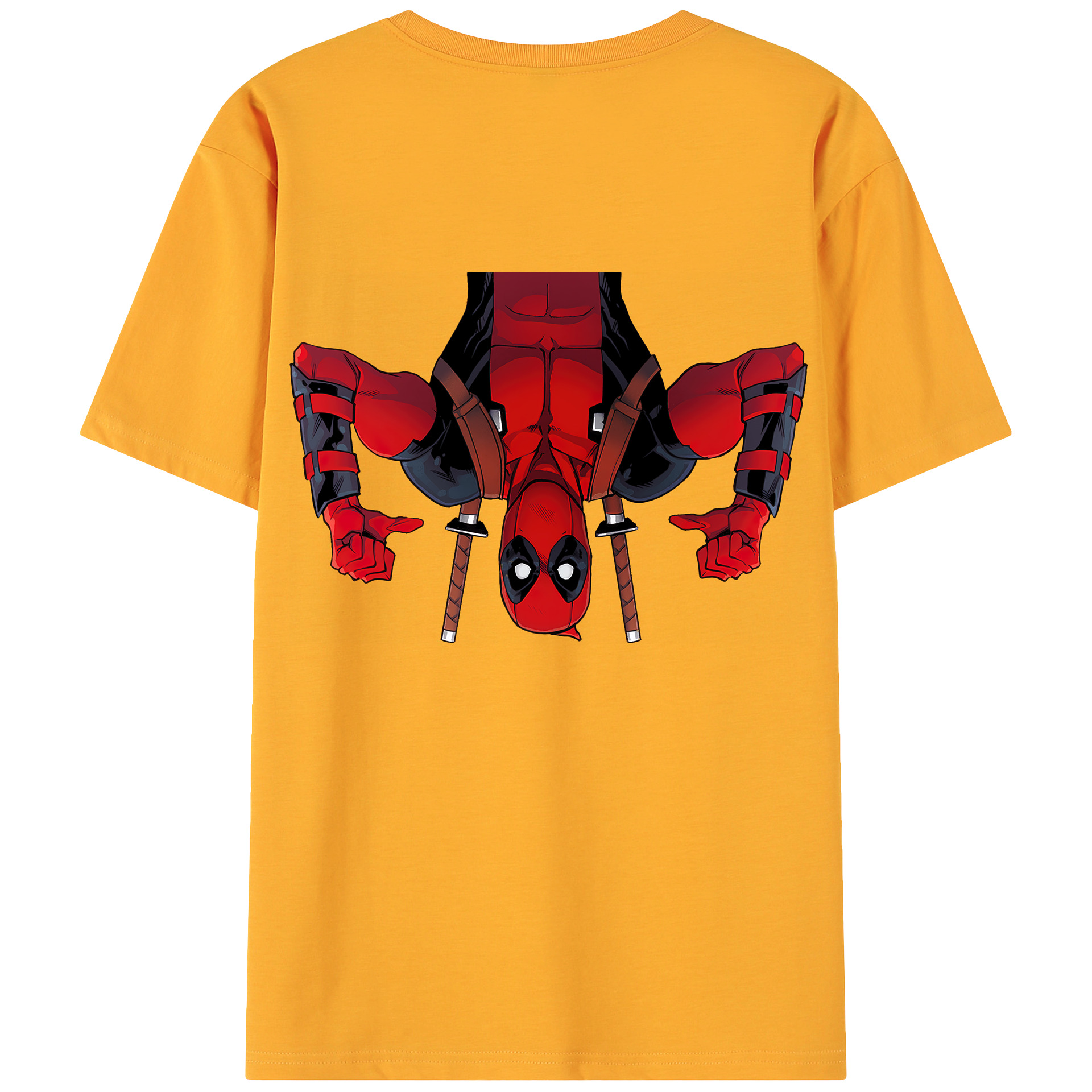 （画像用） Deadpool デッドプール 綿100％ メンズ半袖Tシャツ（バックプリント） 通気性