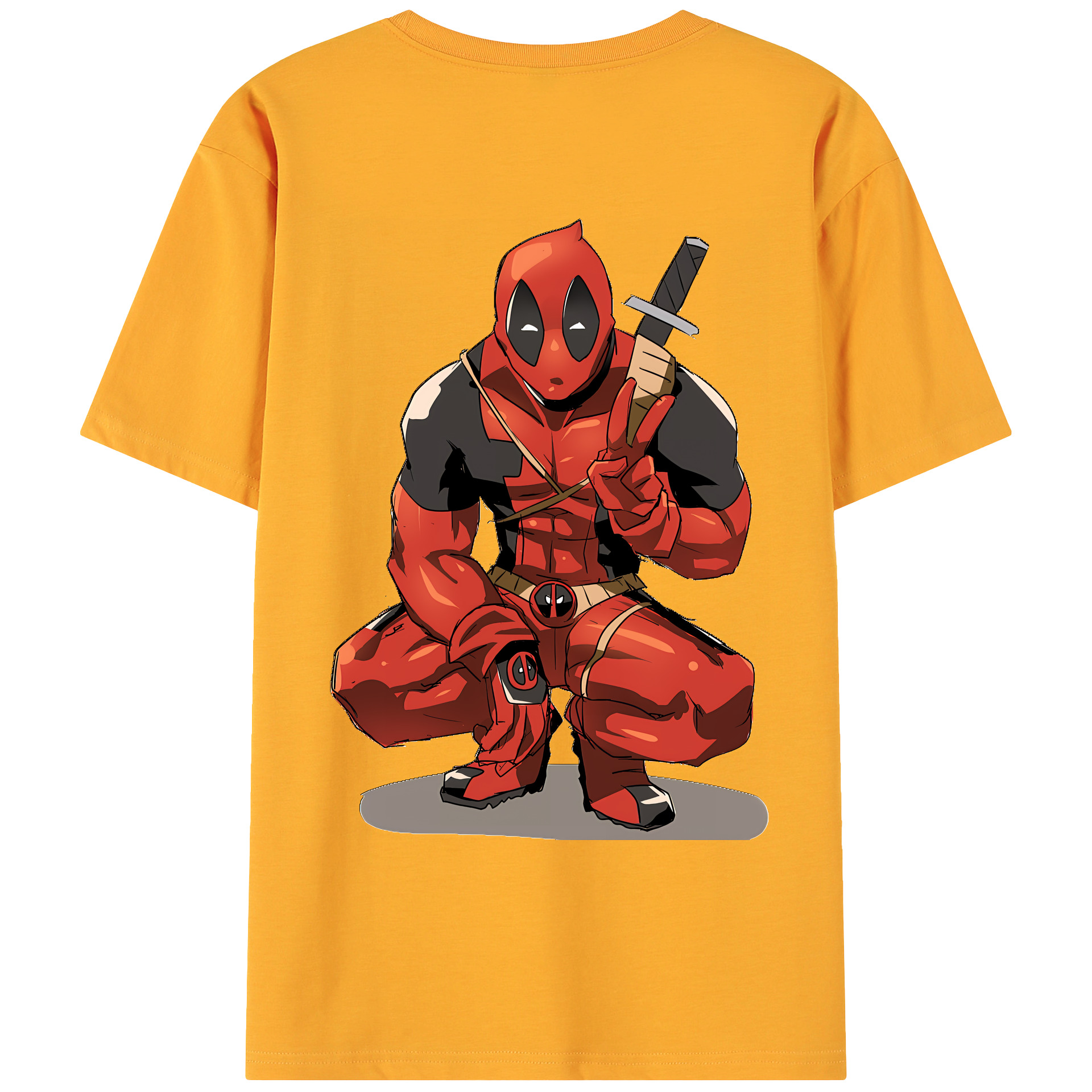 （画像用） Deadpool デッドプール 綿100％ メンズ半袖Tシャツ（バックプリント） 通気性
