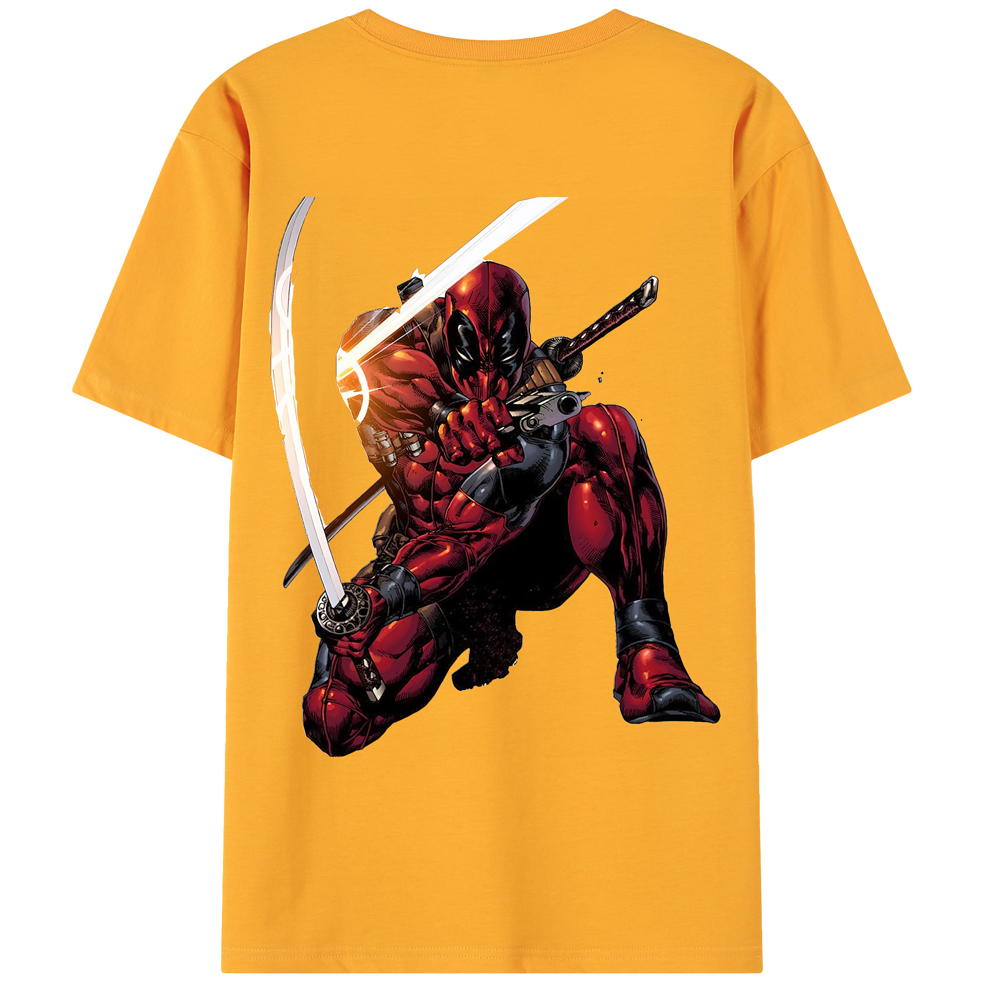 （画像用） Deadpool デッドプール 綿100％ メンズ半袖Tシャツ（バックプリント） 通気性
