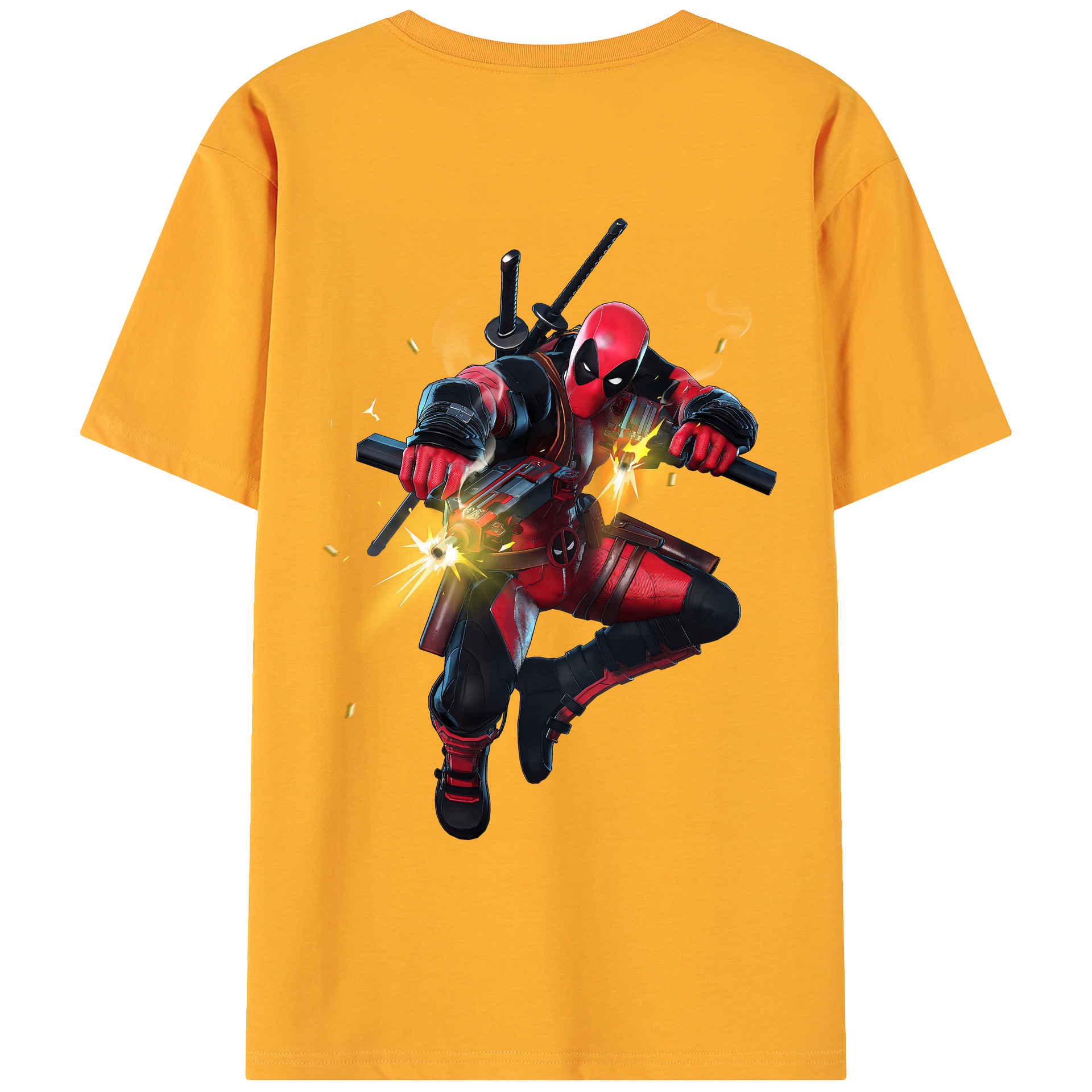 （画像用） Deadpool デッドプール 綿100％ メンズ半袖Tシャツ（バックプリント） 通気性