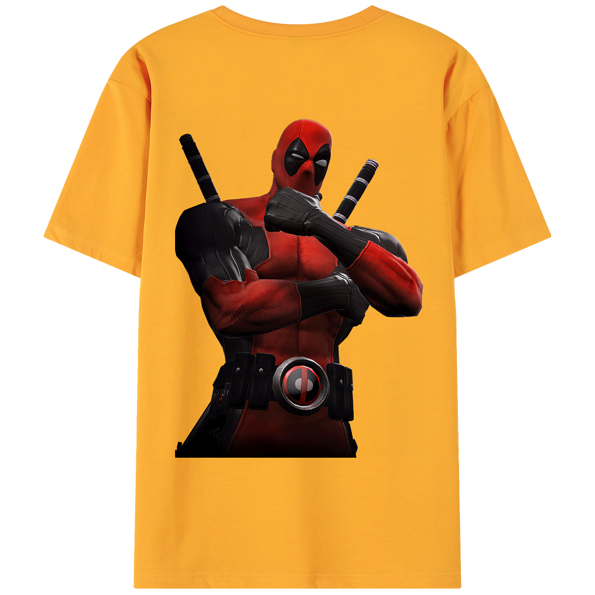 （画像用） Deadpool デッドプール 綿100％ メンズ半袖Tシャツ（バックプリント） 通気性