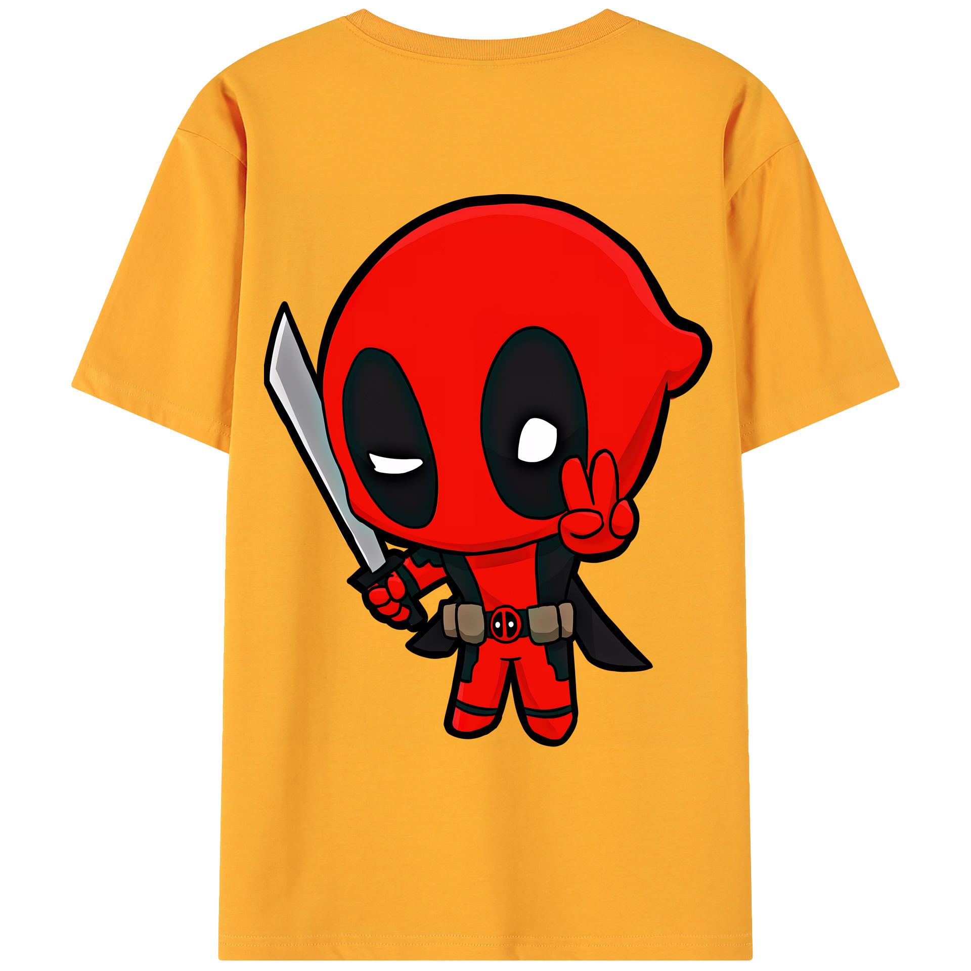 （画像用） Deadpool デッドプール 綿100％ メンズ半袖Tシャツ（バックプリント） 通気性