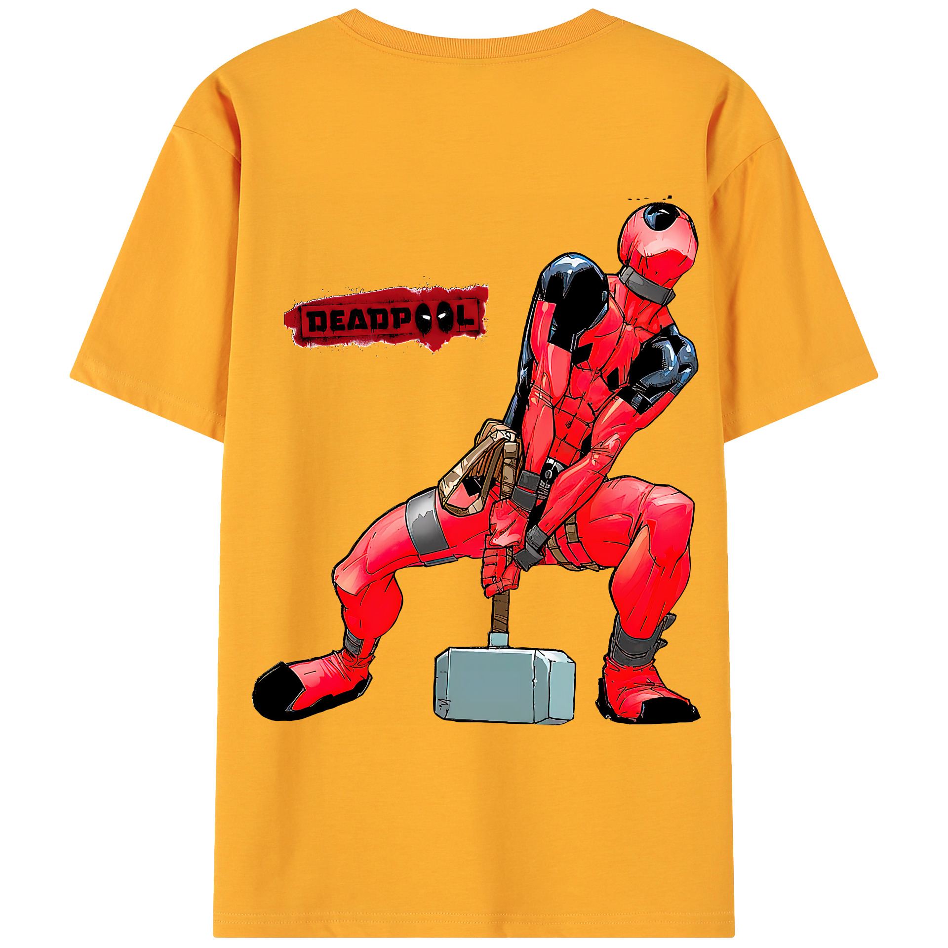 （画像用） Deadpool デッドプール 綿100％ メンズ半袖Tシャツ（バックプリント） 通気性